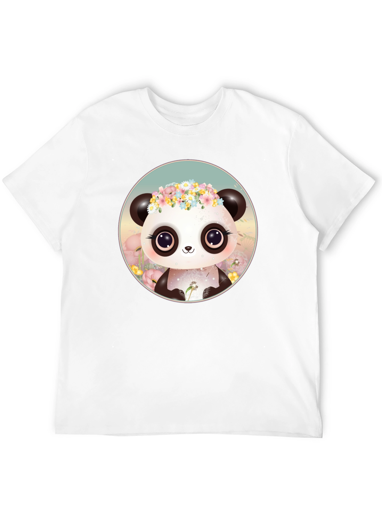 Black Cute Panda Flower Crown Graphic Tee view 12