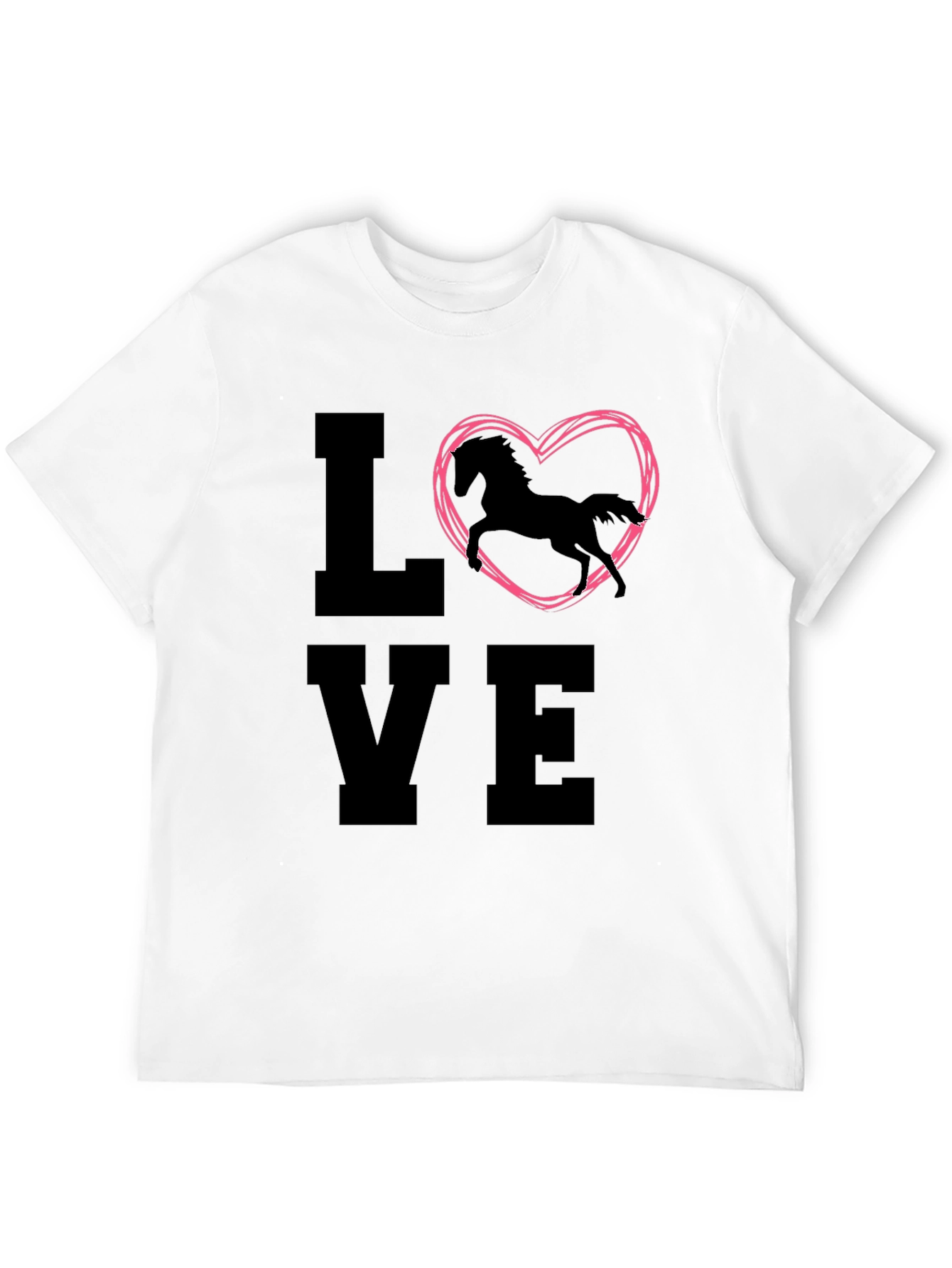 Black Love Horse T-Shirt - Equestrian Heart Design view 12