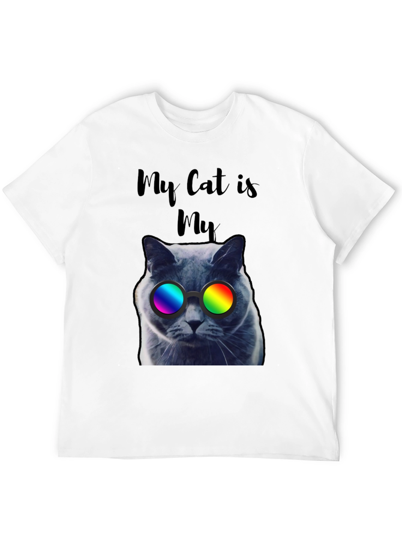 Black Cool Cat T-Shirt - "My Cat is My..." view 12