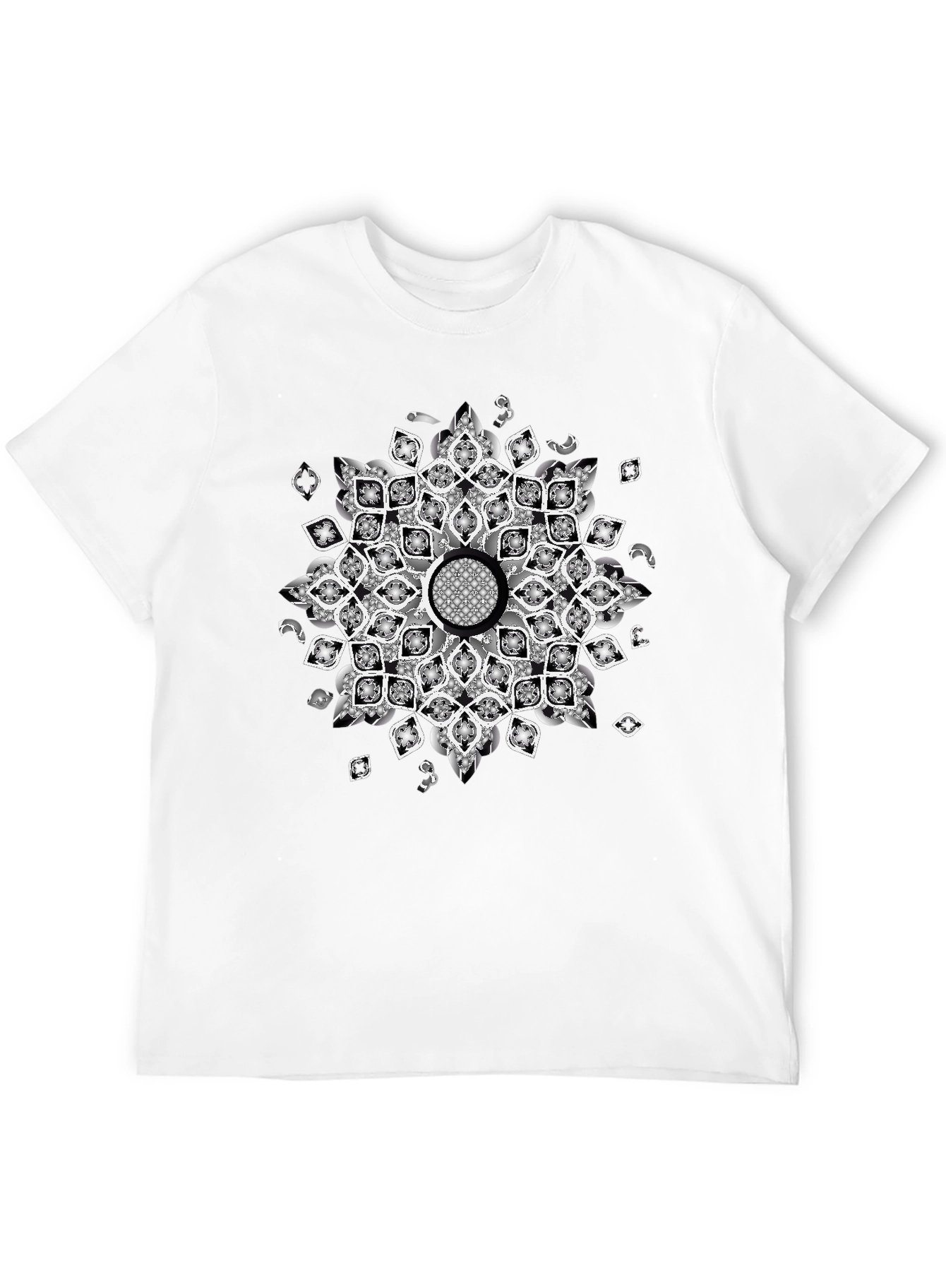 Black Black Tee with Mandala Design view 12