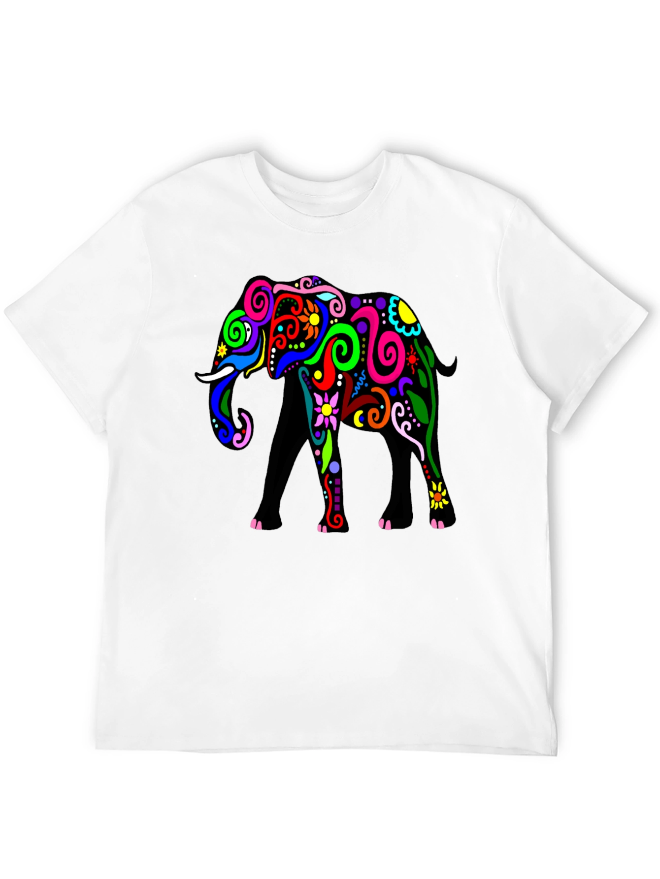 Black Elephant Graphic Tee - Black Cotton T-Shirt view 12