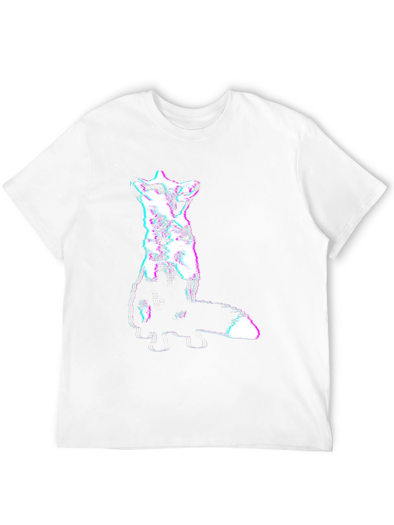 Black Abstract Glitch Fox Tee - Trendy Graphic T-Shirt view 12