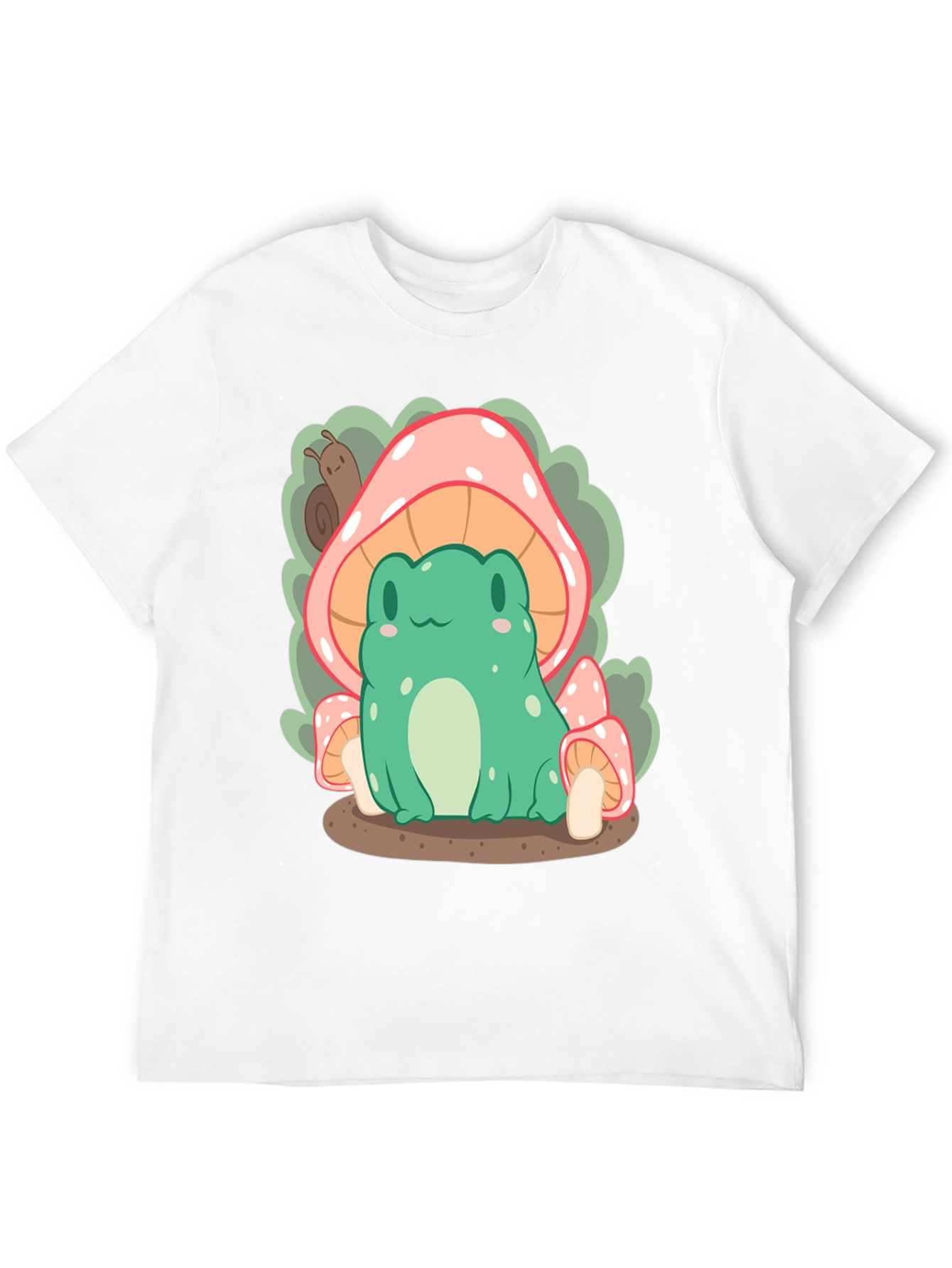 Black Cute Frog Under Mushroom T-Shirt view 12