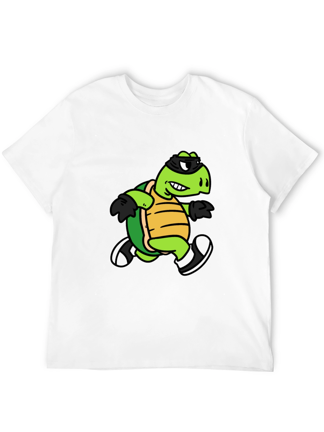 Black Cool Turtle Graphic Tee - Black Cotton T-Shirt view 12