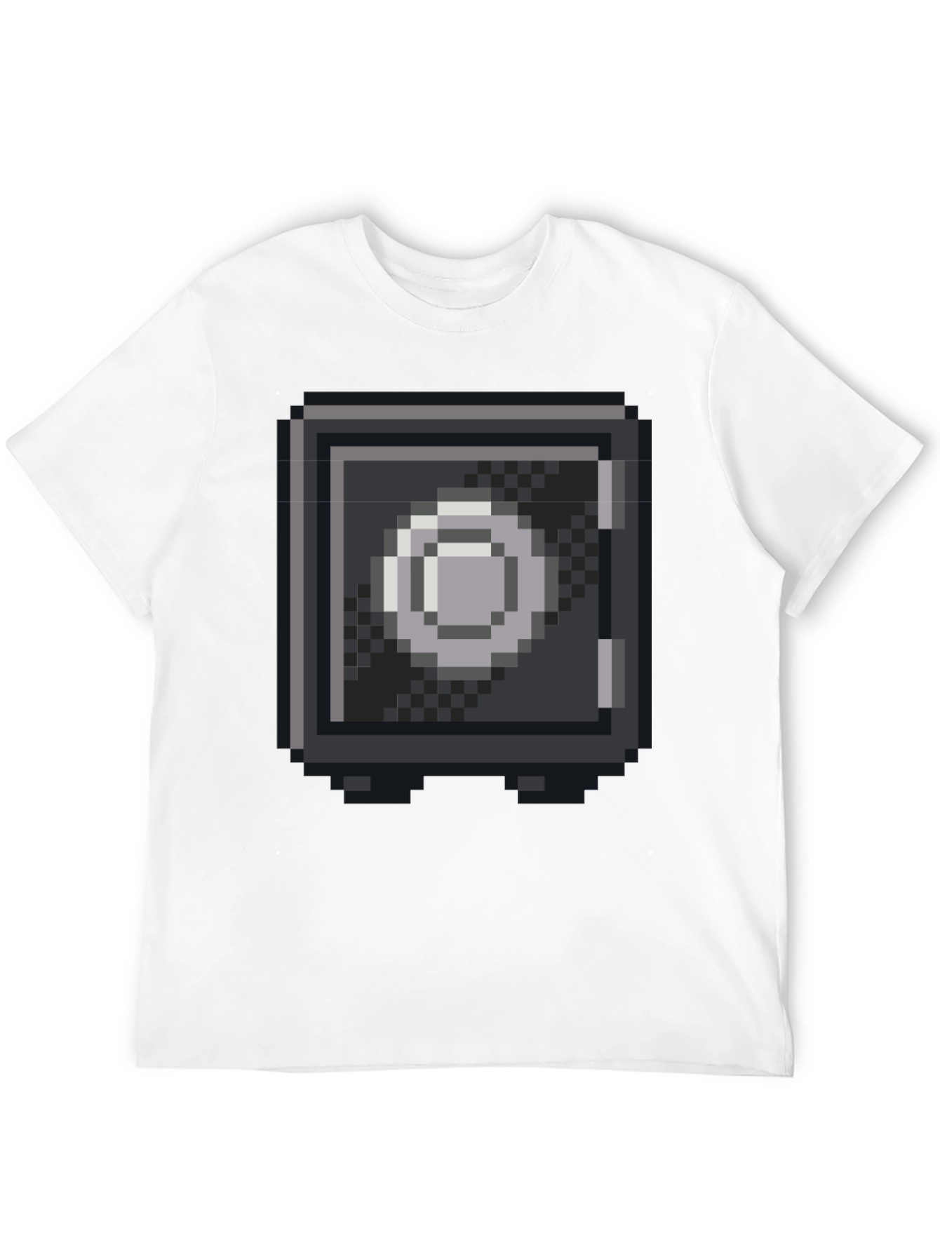 Black Pixelated Safe Graphic Tee - Black Cotton Blend Casual Shirt view 12