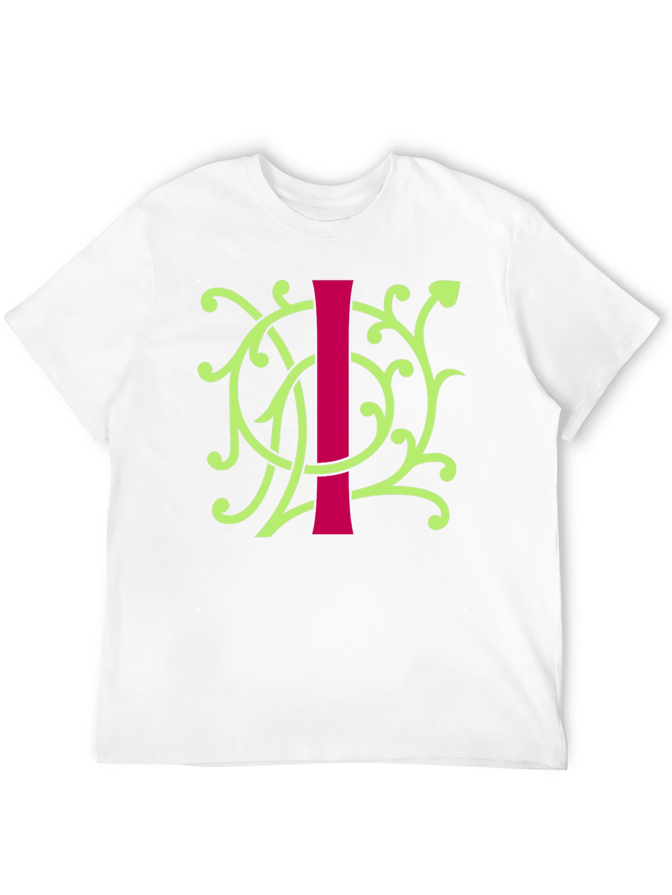 Black Floral Initial 'I' Graphic Tee - Unique Design view 12