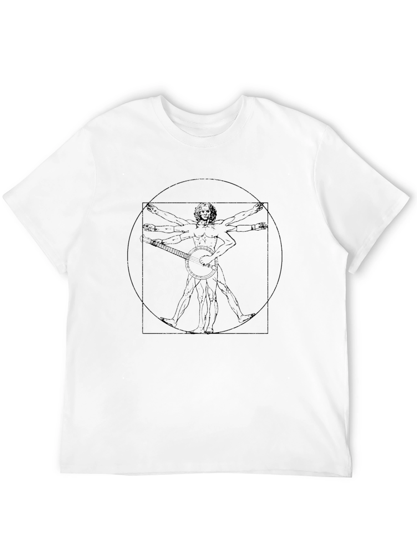 Black Vitruvian Banjo Player T-Shirt - Classic Design Tee view 12