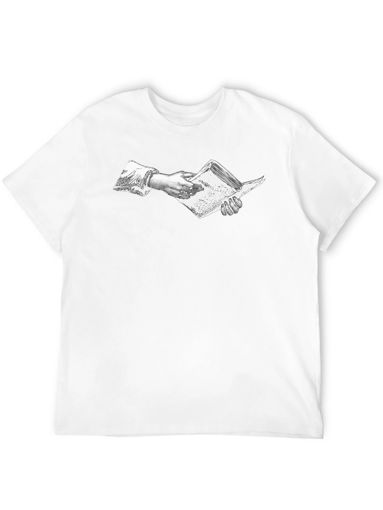 Vintage Hand Holding Book Black T-Shirt - 12