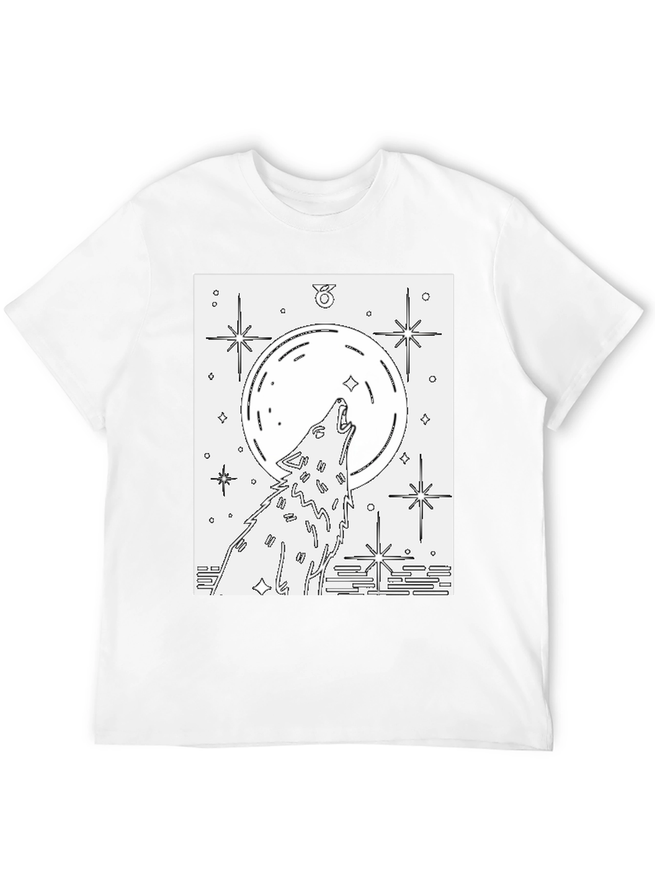 Black Wolf Moon Graphic Tee - Unisex Black Cotton T-Shirt view 12