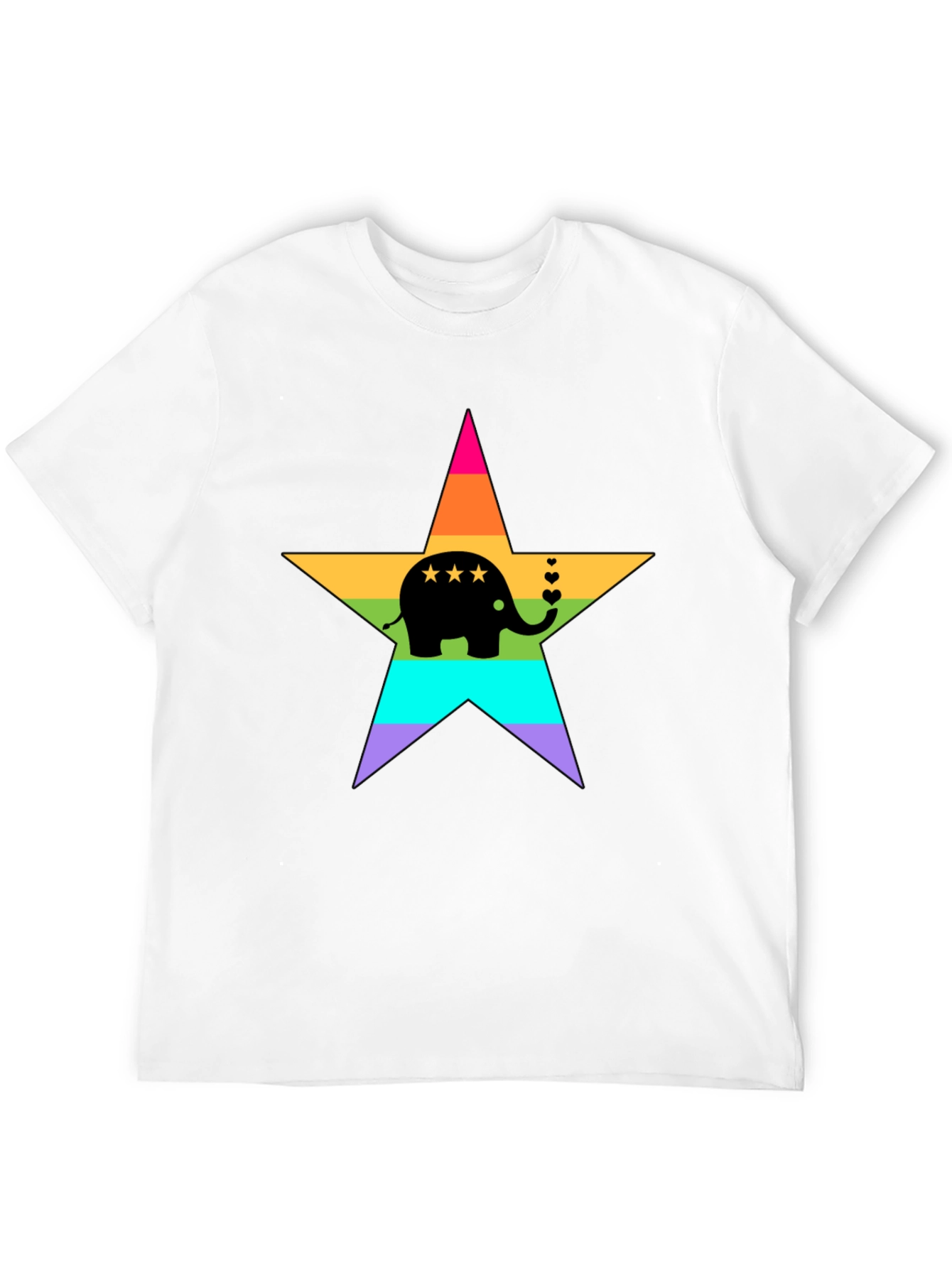 Black Rainbow Elephant Star T-Shirt view 12
