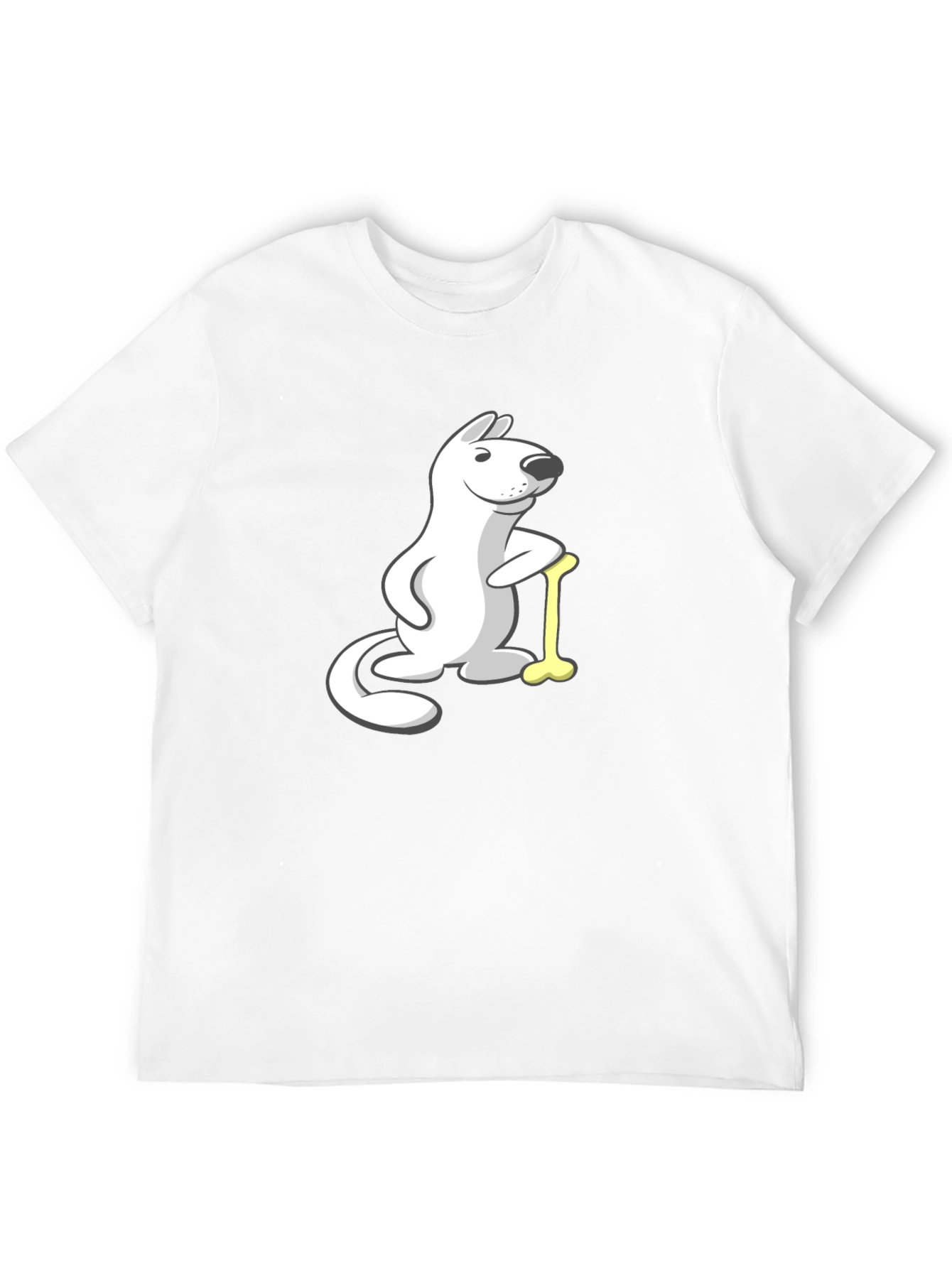 Black Cartoon Dog with Bone T-Shirt view 12