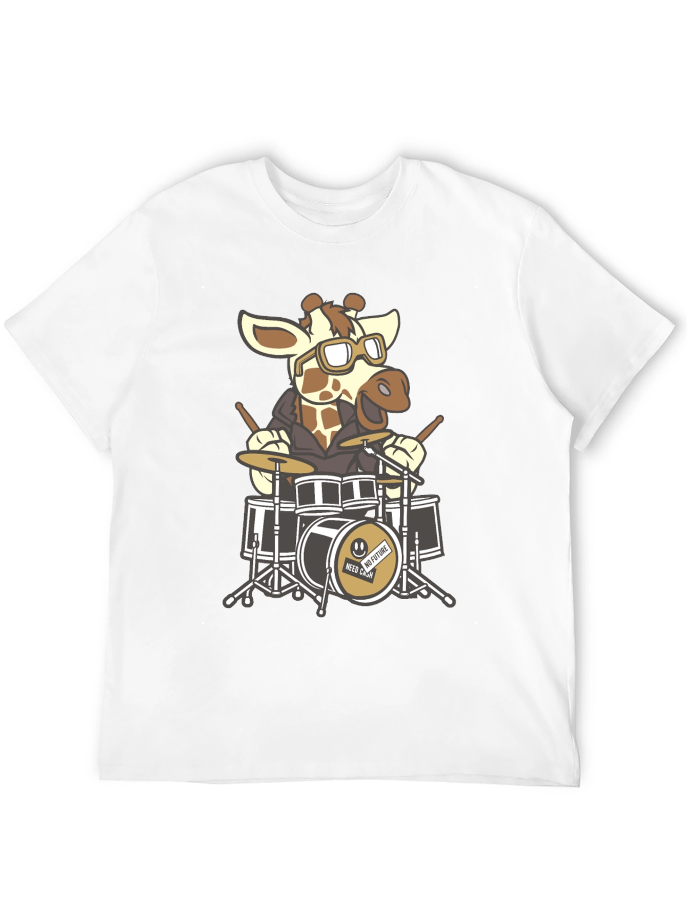 Black Giraffe Drummer Graphic Tee - Black Cotton T-Shirt view 12