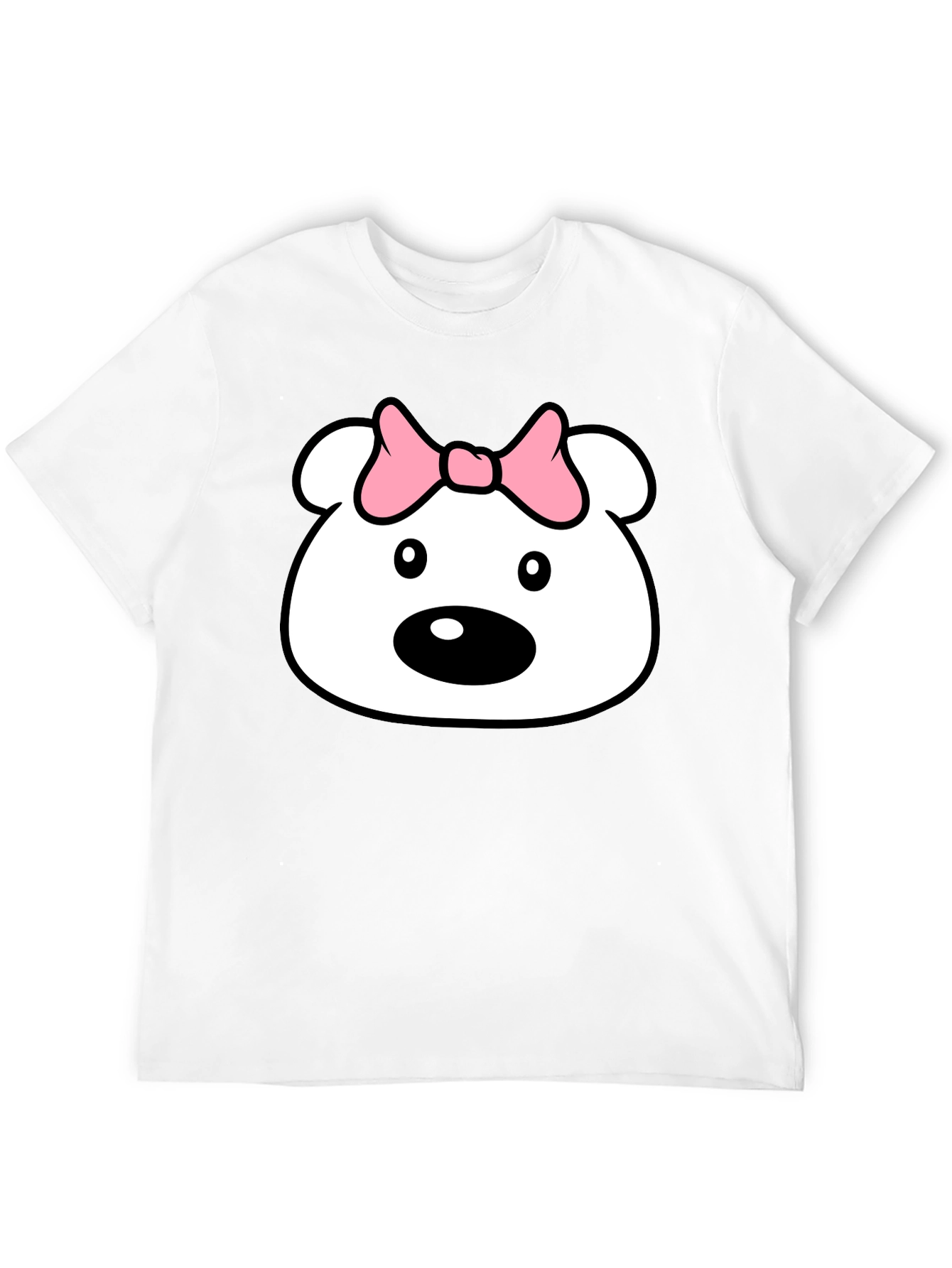 Black Cute Cartoon Bear T-Shirt - Black Cotton Tee view 12