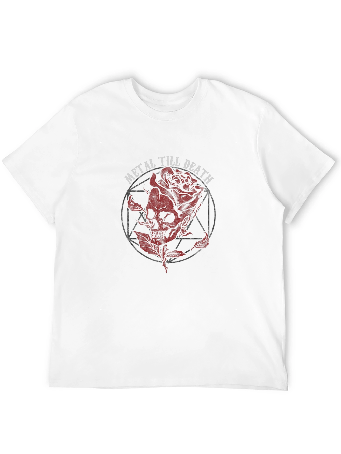 Black Metal Till Death Skull & Rose Graphic T-Shirt view 12