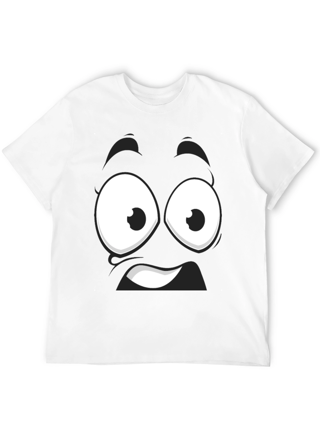 Black Funny Cartoon Face Black T-Shirt view 12