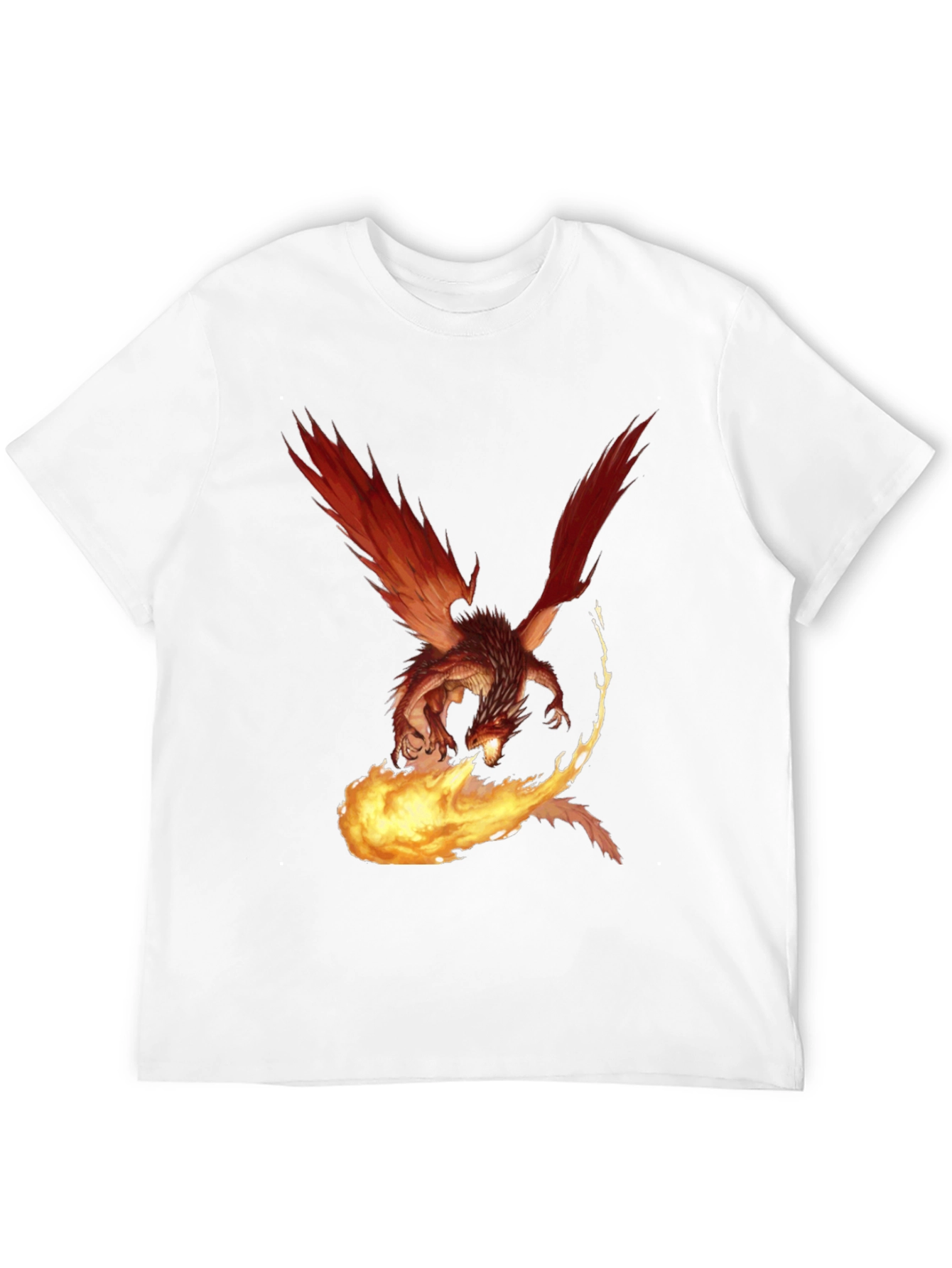 Black Fiery Dragon Graphic Tee - Black Cotton T-Shirt view 12