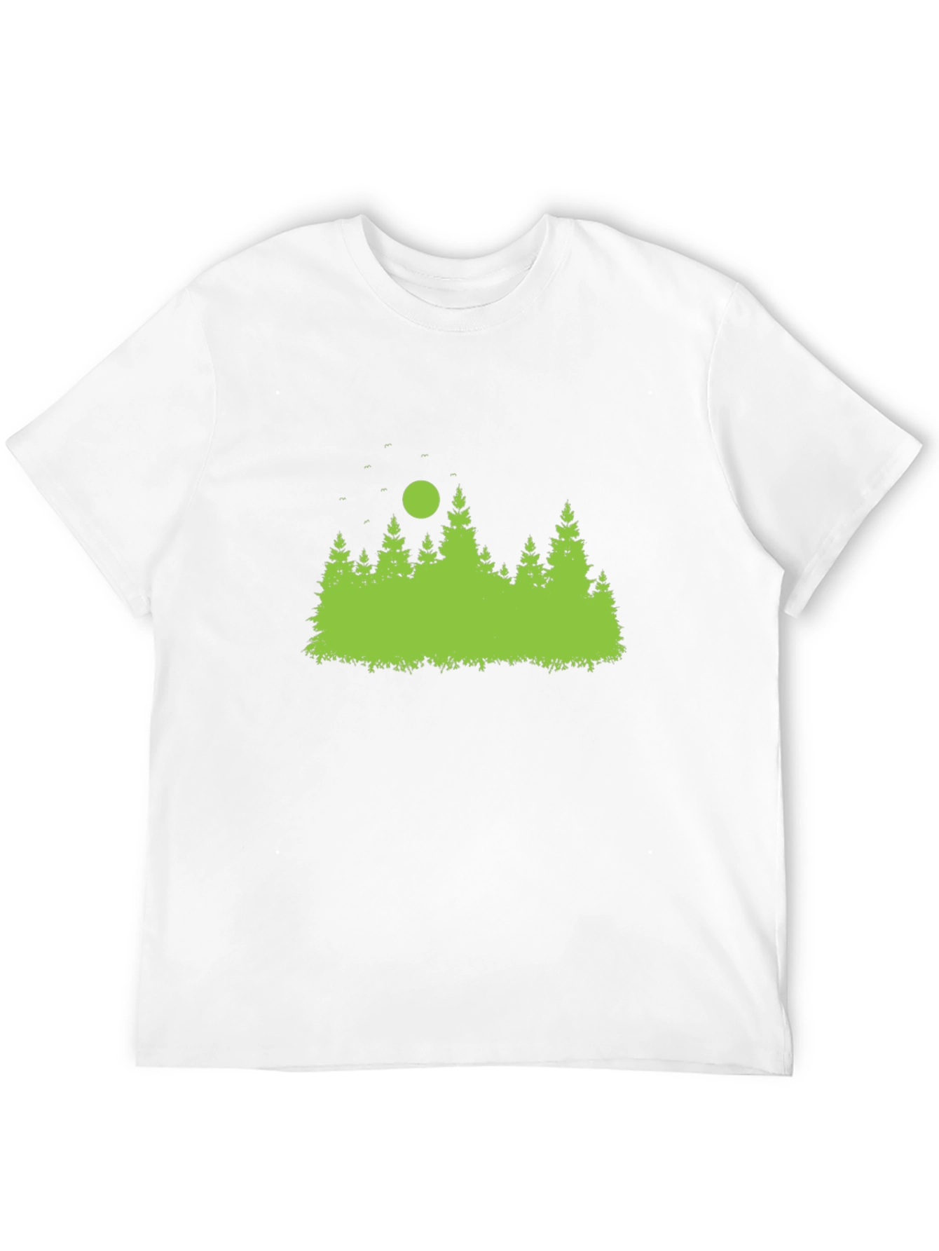 Black Green Forest Print Black T-Shirt view 12