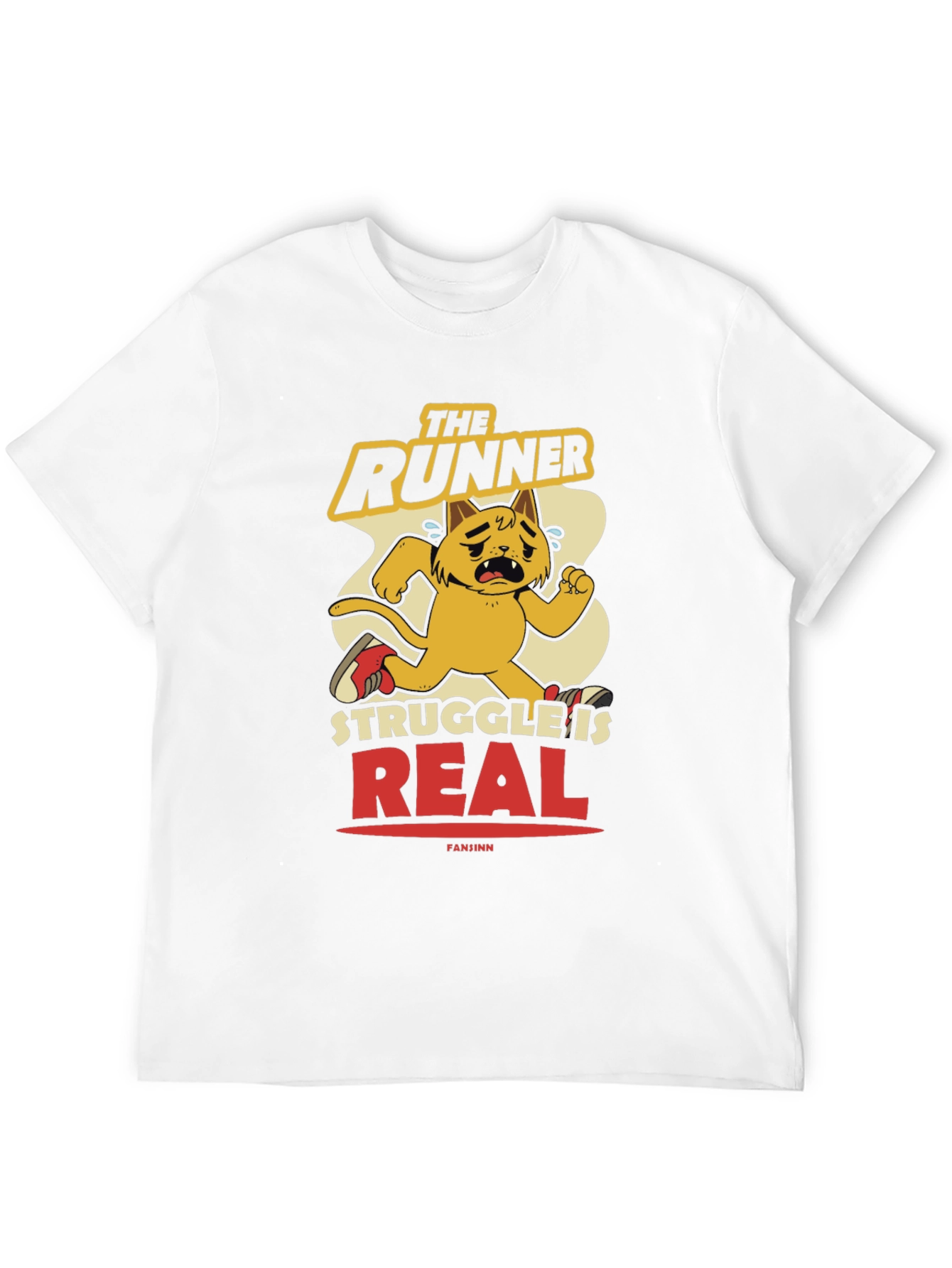 Black Funny Runner Cat Graphic Tee - Men's Black T-Shirt view 12