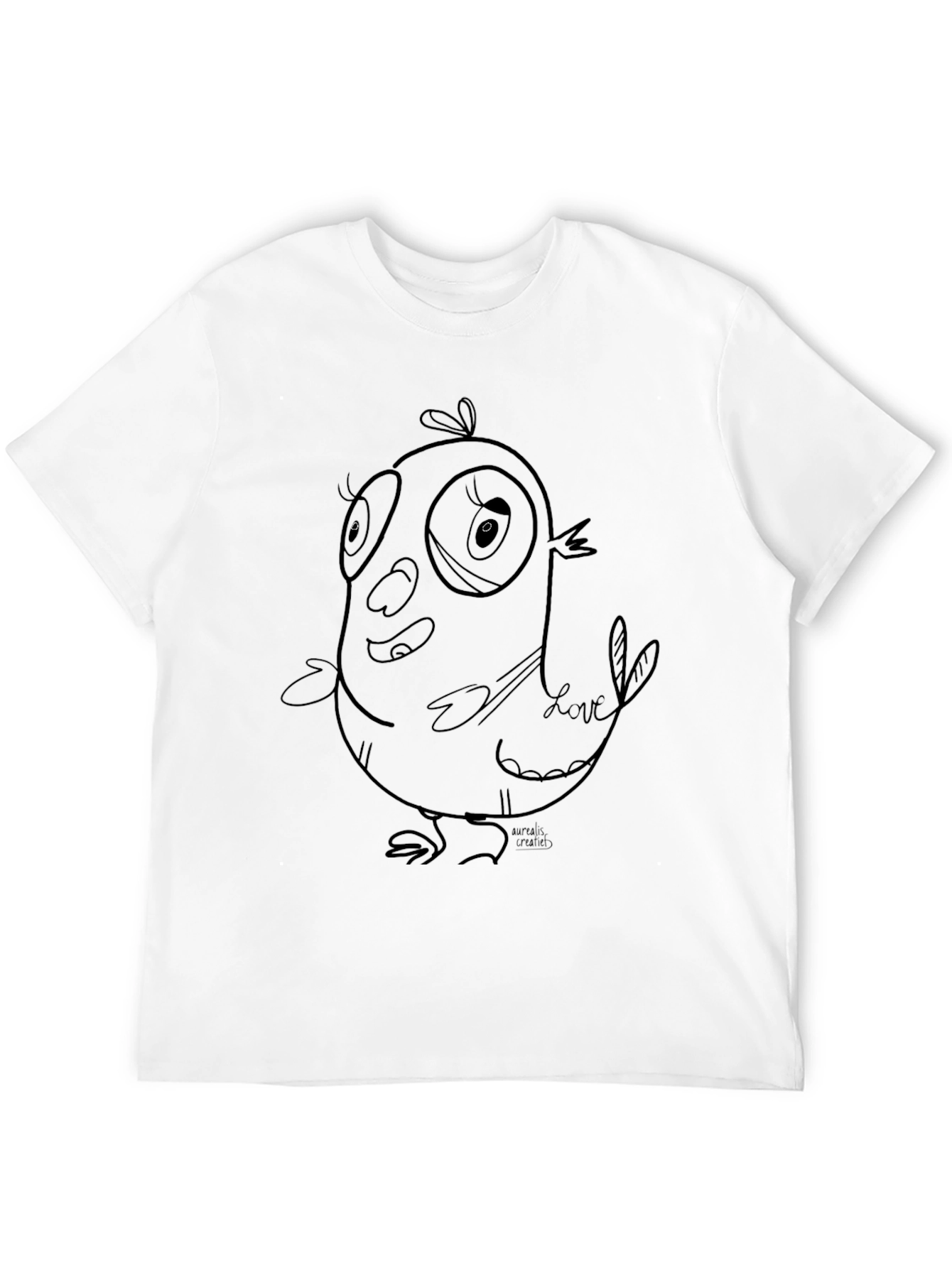 Black Cartoon Bird Graphic Black T-Shirt view 12