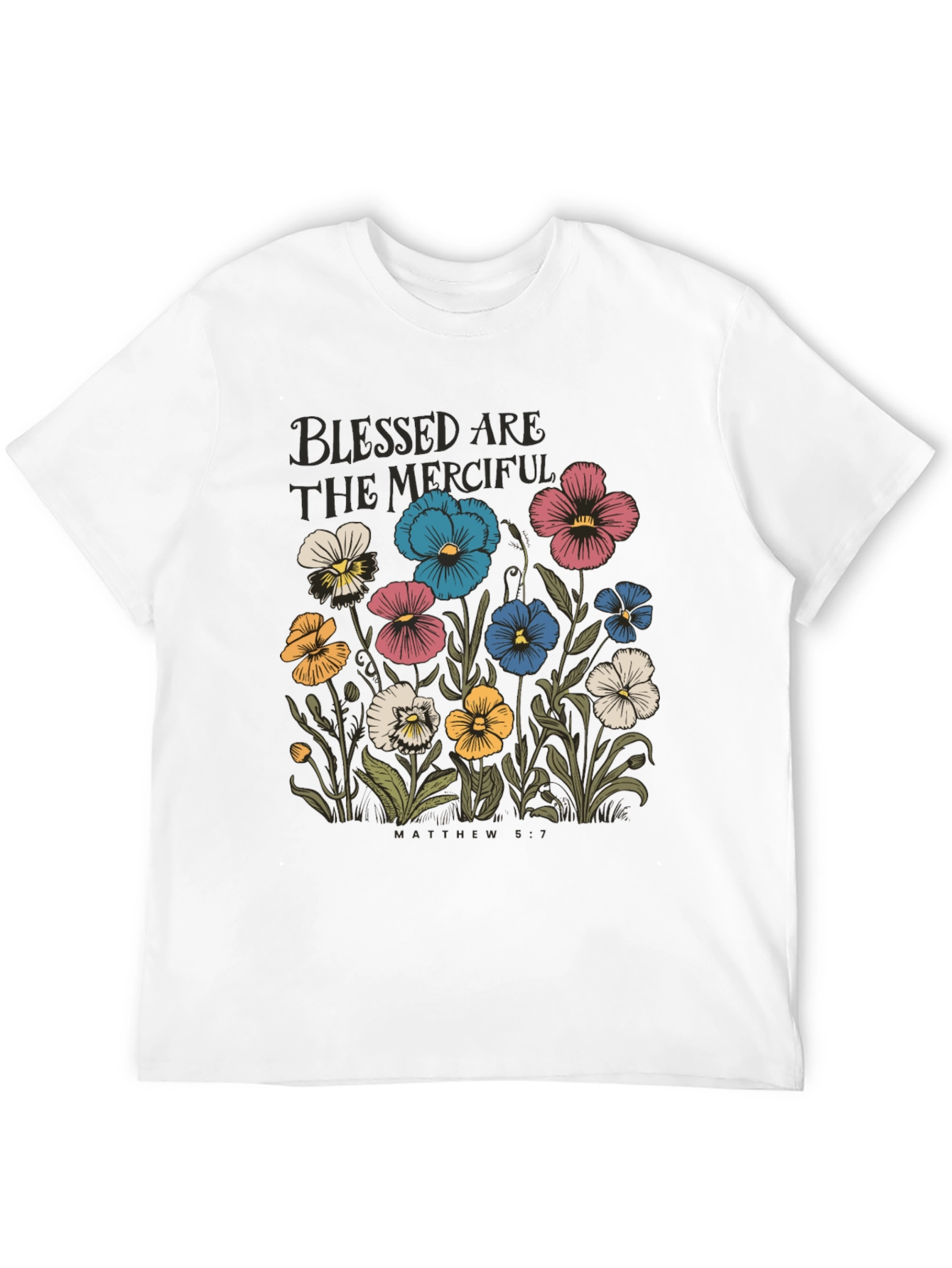 Black Blessed Are The Merciful Floral Tee view 12