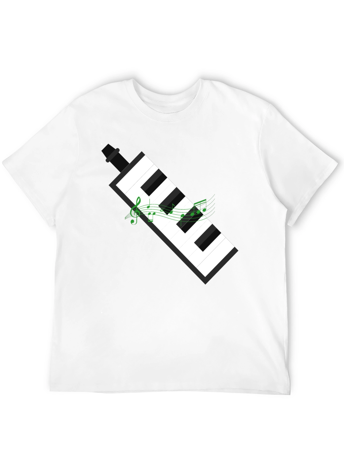 Black Musical Keyboard Graphic Tee - Black Cotton T-Shirt view 12