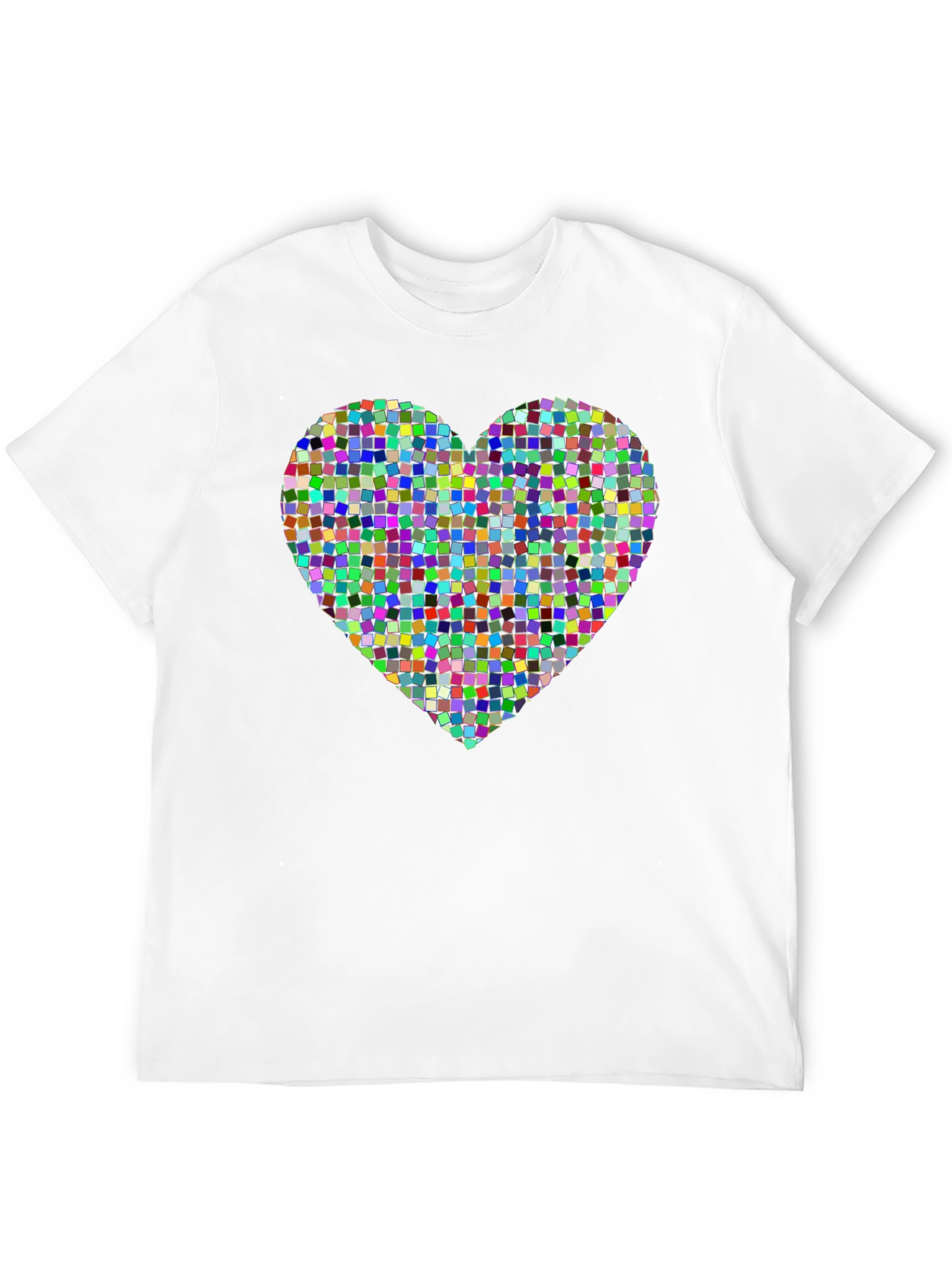 Black Colorful Heart Pixelated T-Shirt view 12