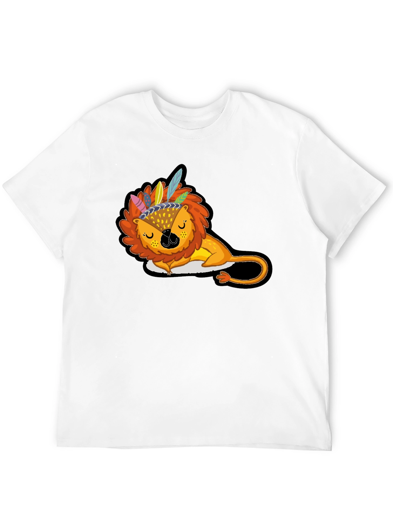 Black Sleeping Lion Headdress Graphic T-Shirt view 12