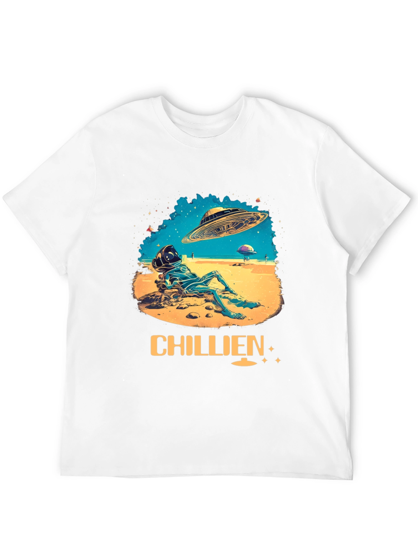 Black Chillien Alien T-Shirt - Relaxed UFO Design view 12