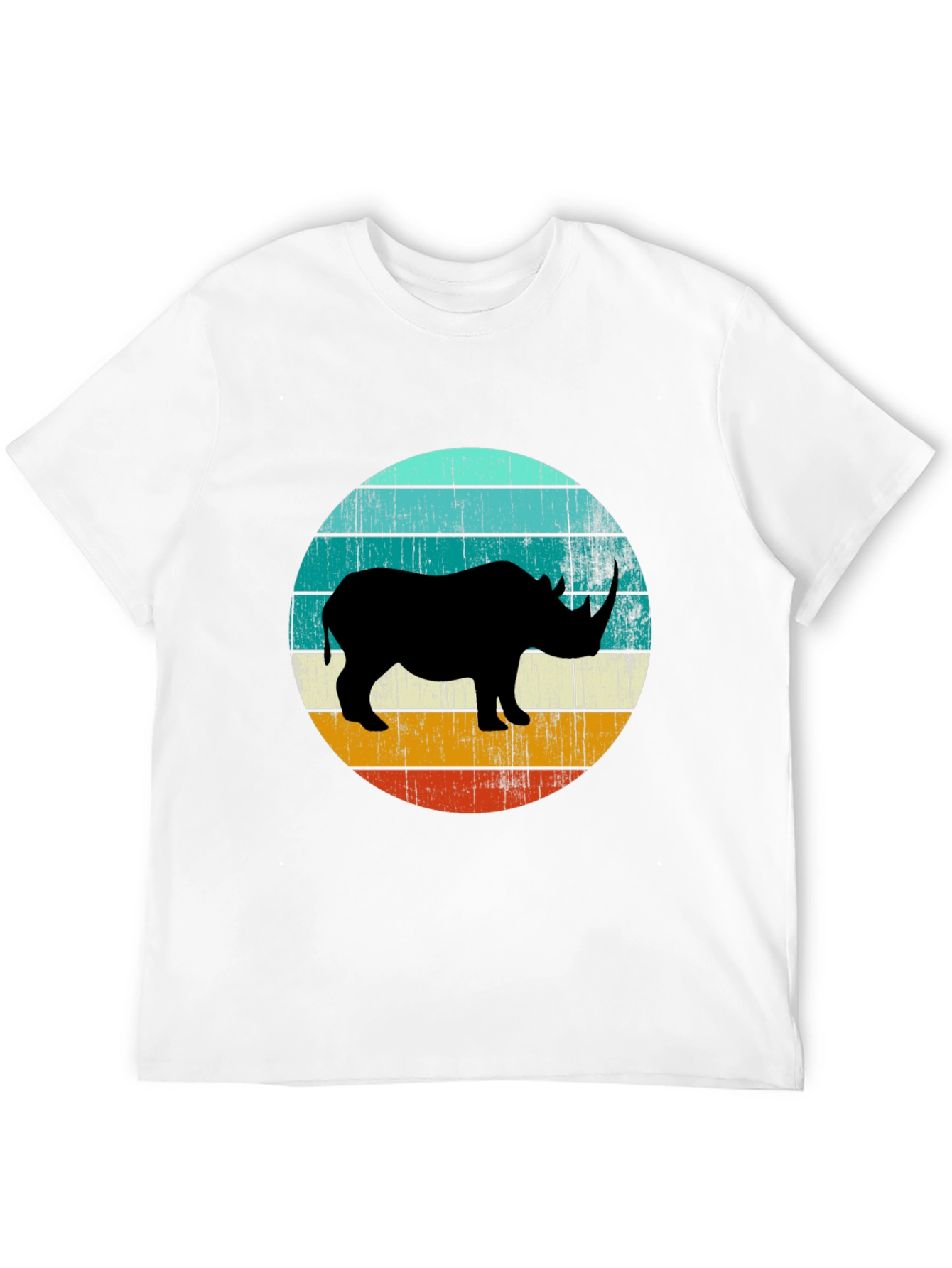 Black Retro Rhino Graphic Tee - Black Cotton T-Shirt view 12