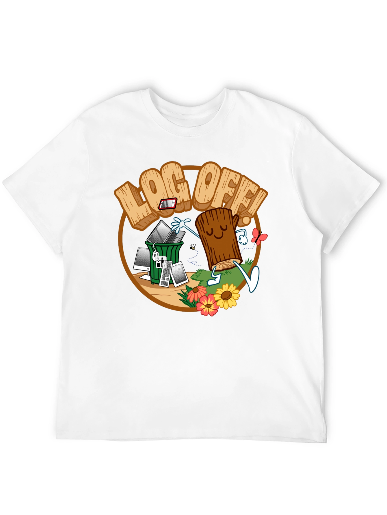 Black Log Off! Graphic Print Black T-Shirt view 12