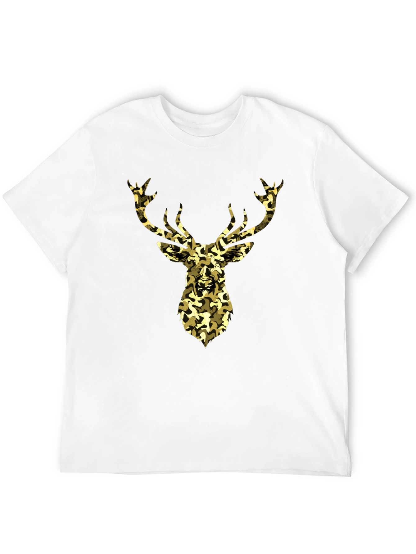 Black Camo Deer Graphic Tee - Black Cotton Casual Shirt view 12