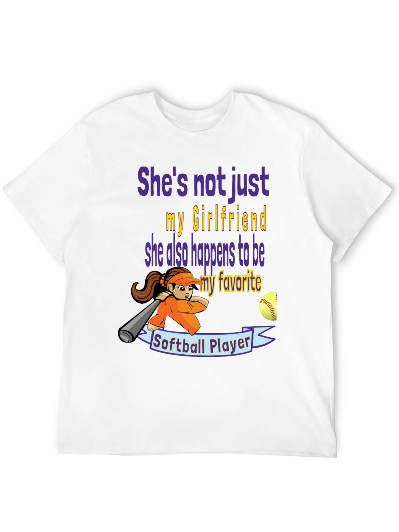 Black Softball Girlfriend Graphic T-Shirt view 12