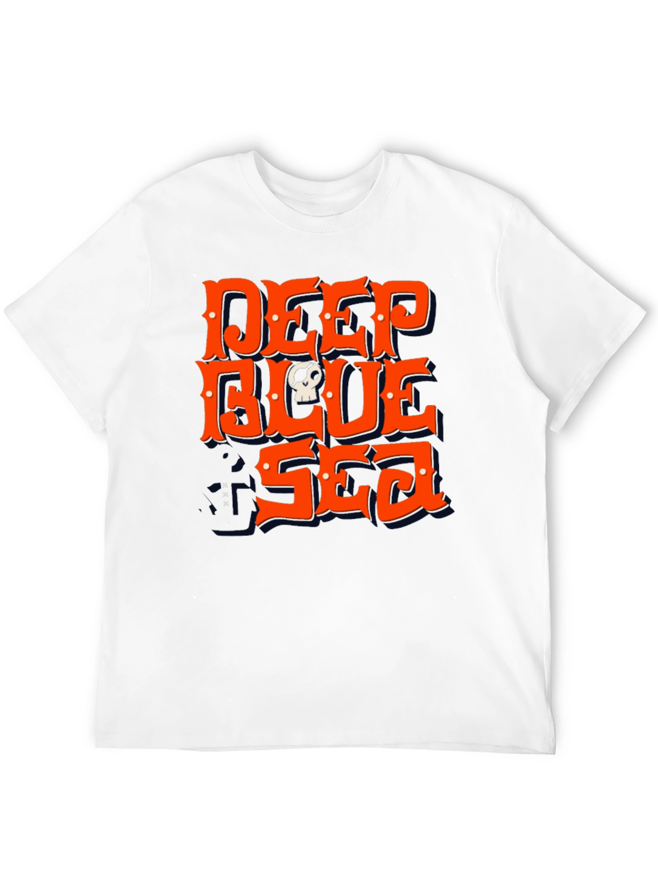 Black Deep Blue Sea Skull Graphic Tee - Men's Black T-Shirt view 12