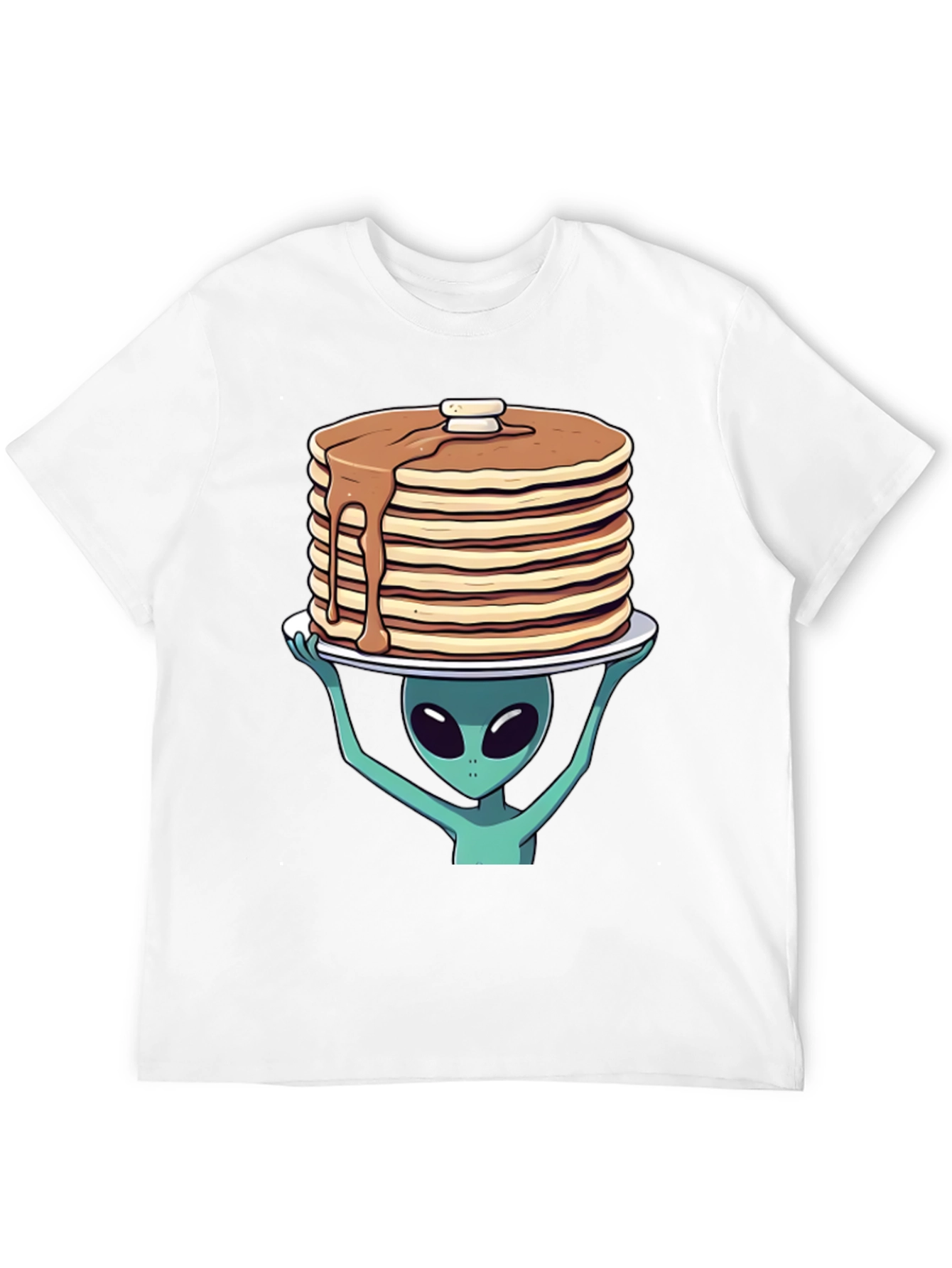 Black Alien Pancakes T-Shirt - Space Foodie Tee view 12