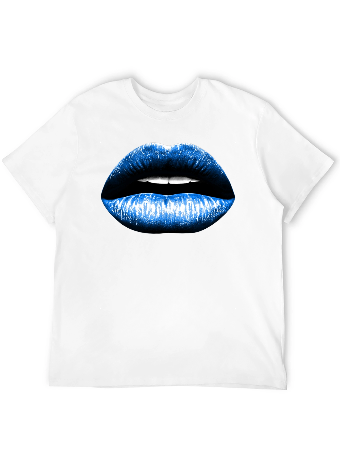 Black Blue Lips Graphic Black T-Shirt view 12