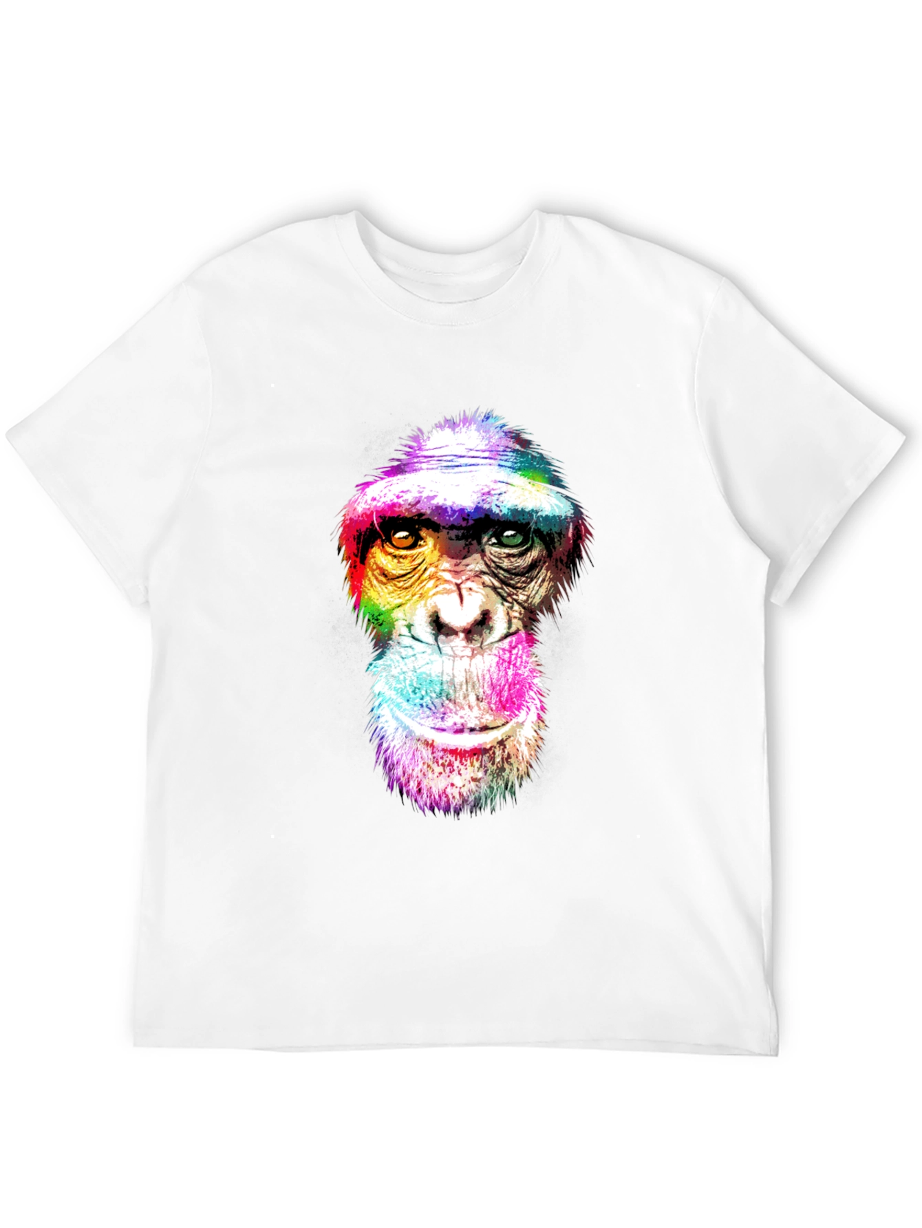 Black Rainbow Monkey Graphic Tee - Unique Animal Print Shirt view 12
