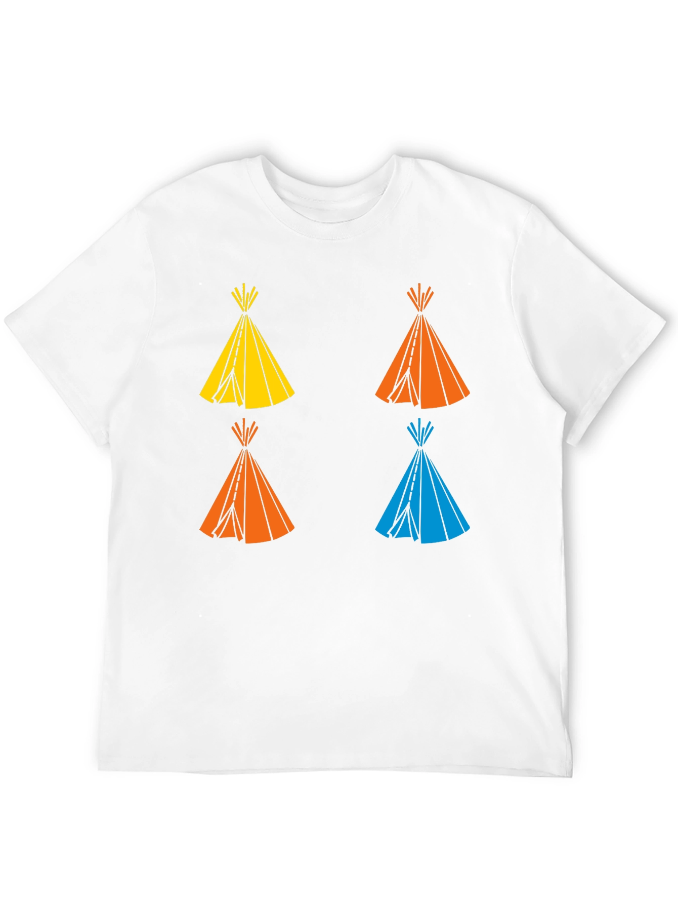 Black Graphic Tee: Colorful Teepee Design - Modern Fit view 12
