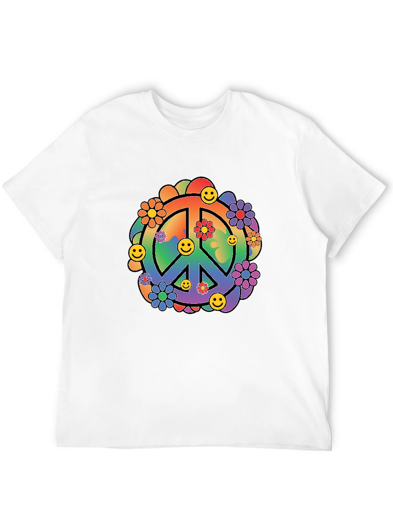 Black Retro Peace Sign Graphic Tee view 12