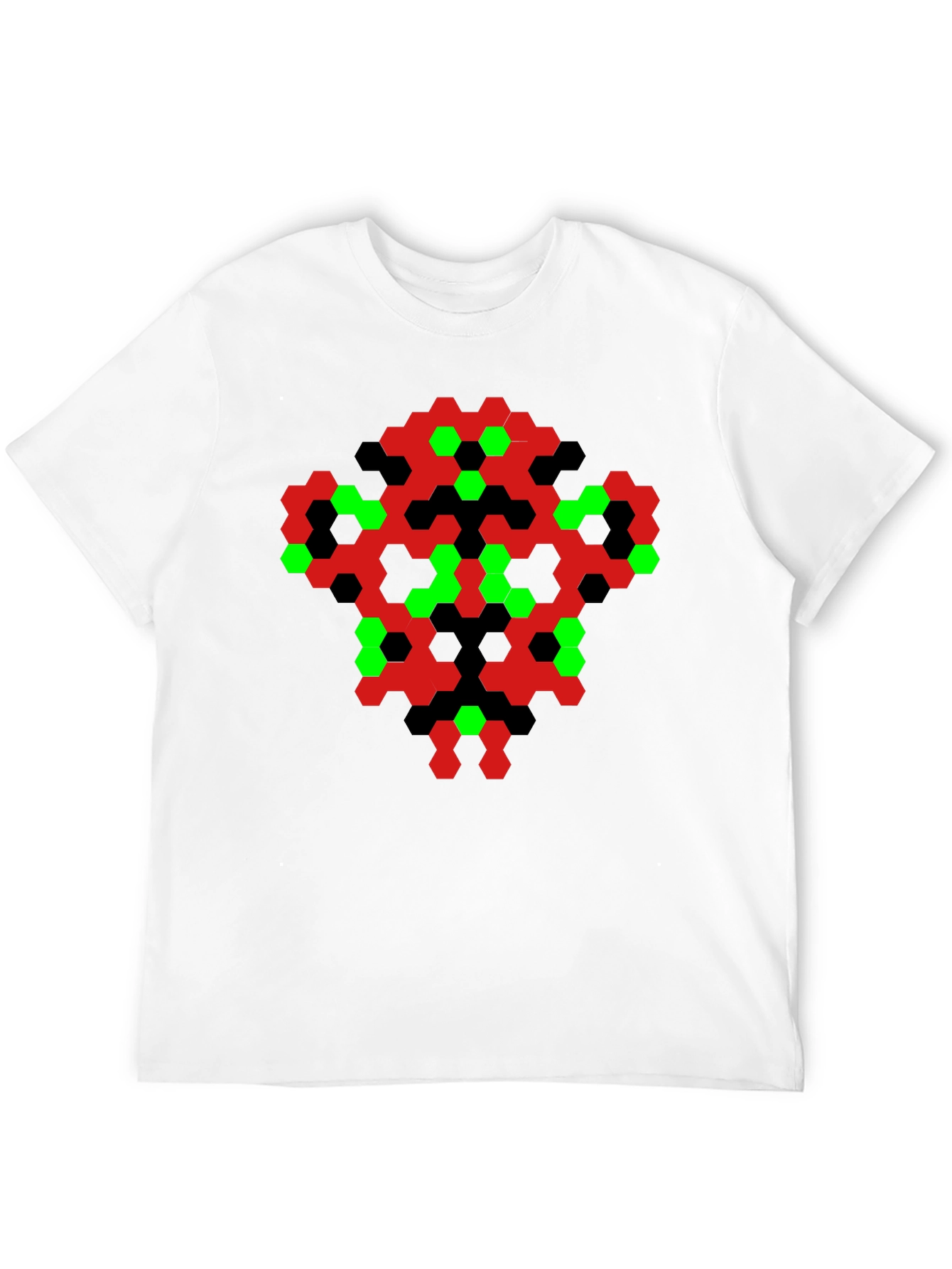 Black Abstract Hexagon Pattern Black T-Shirt view 12
