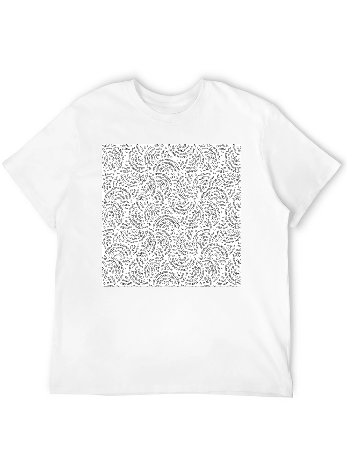 Black Men's Black T-Shirt with Abstract Circular Pattern view 12