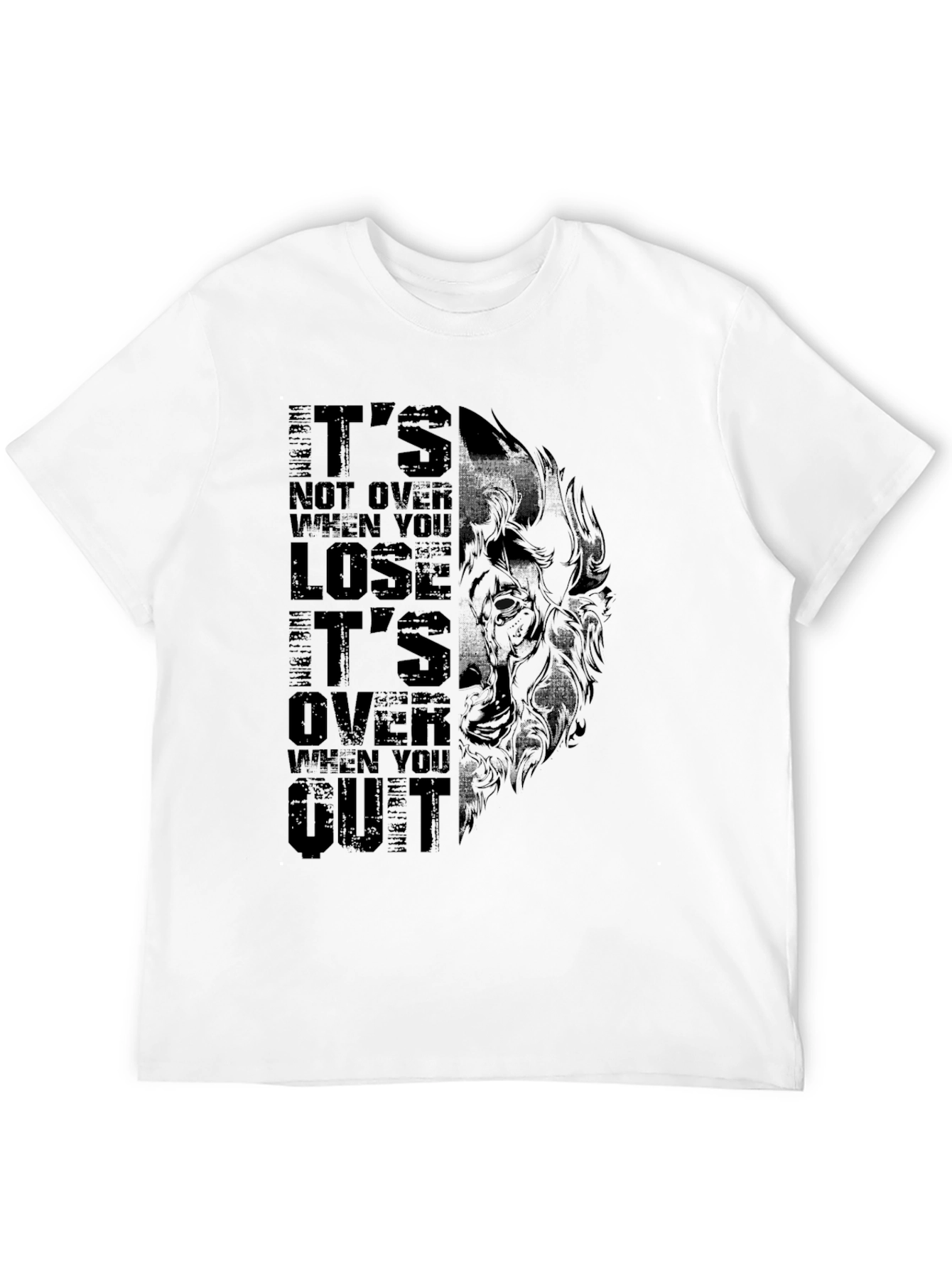 Black Motivational Wolf Graphic Black T-Shirt view 12