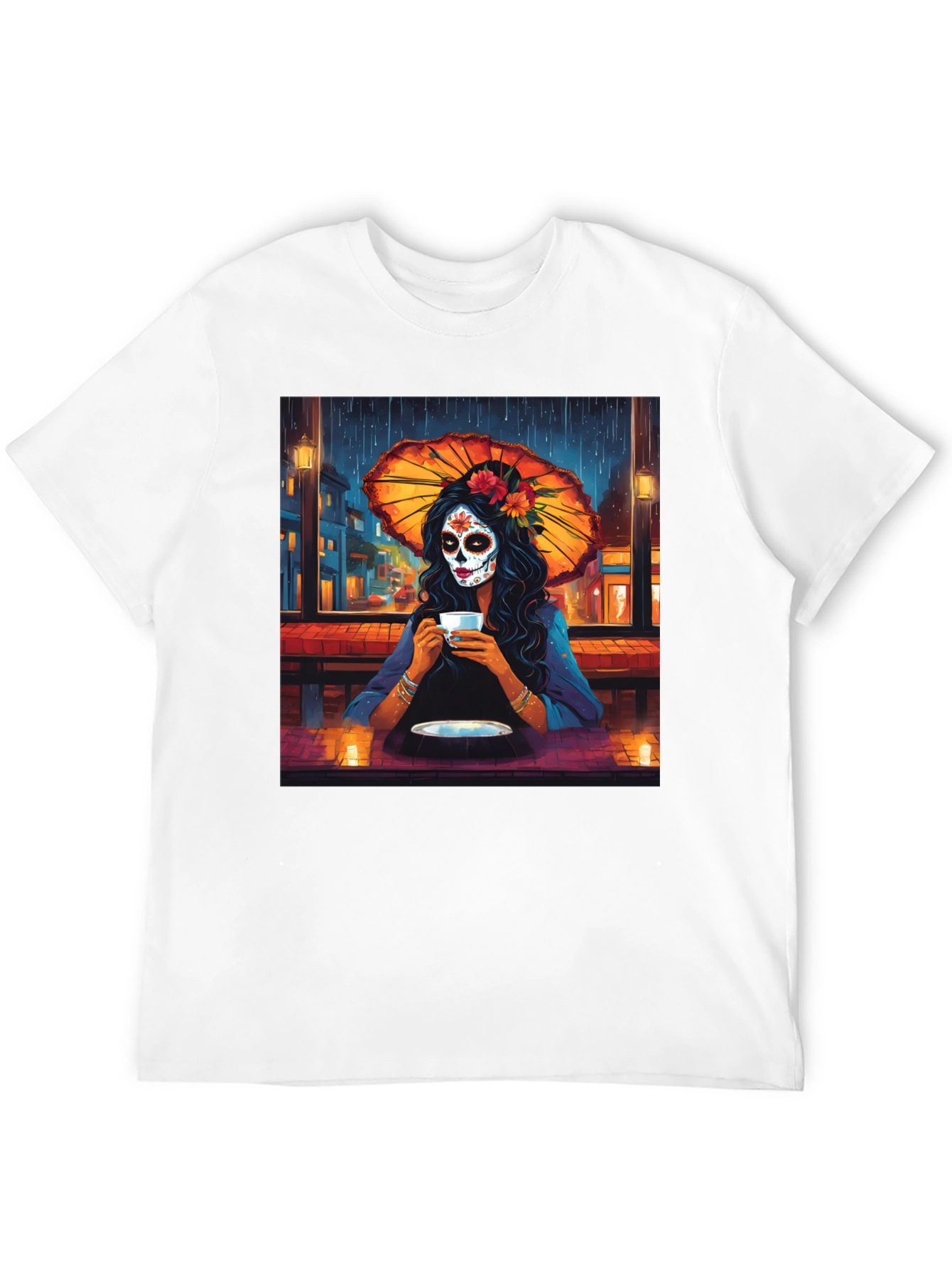 Black Sugar Skull Girl T-Shirt - Day of the Dead Art Tee view 12