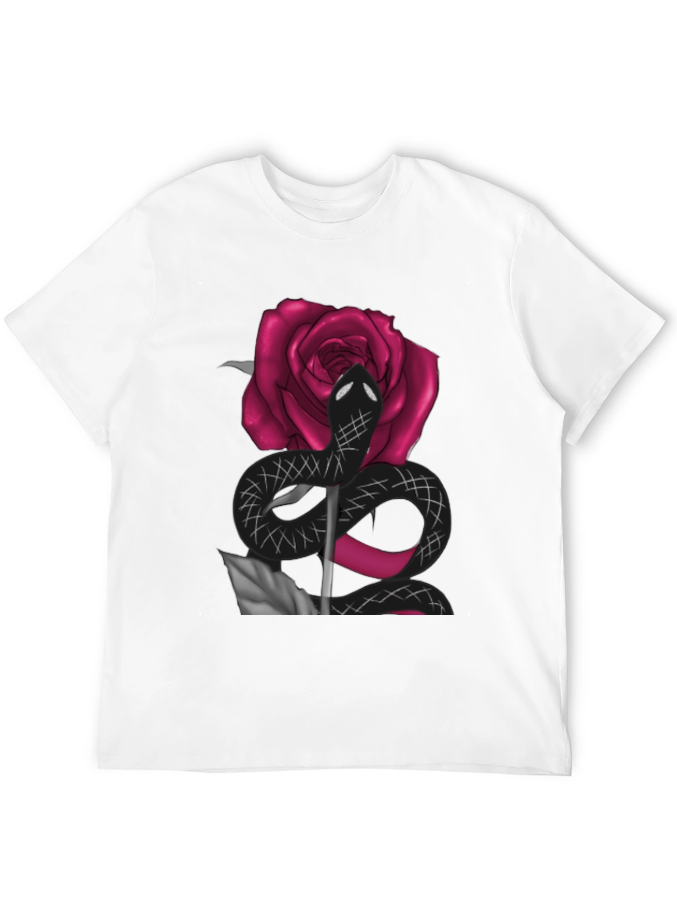 Black Snake & Rose Graphic Tee - Bold Statement T-Shirt view 12