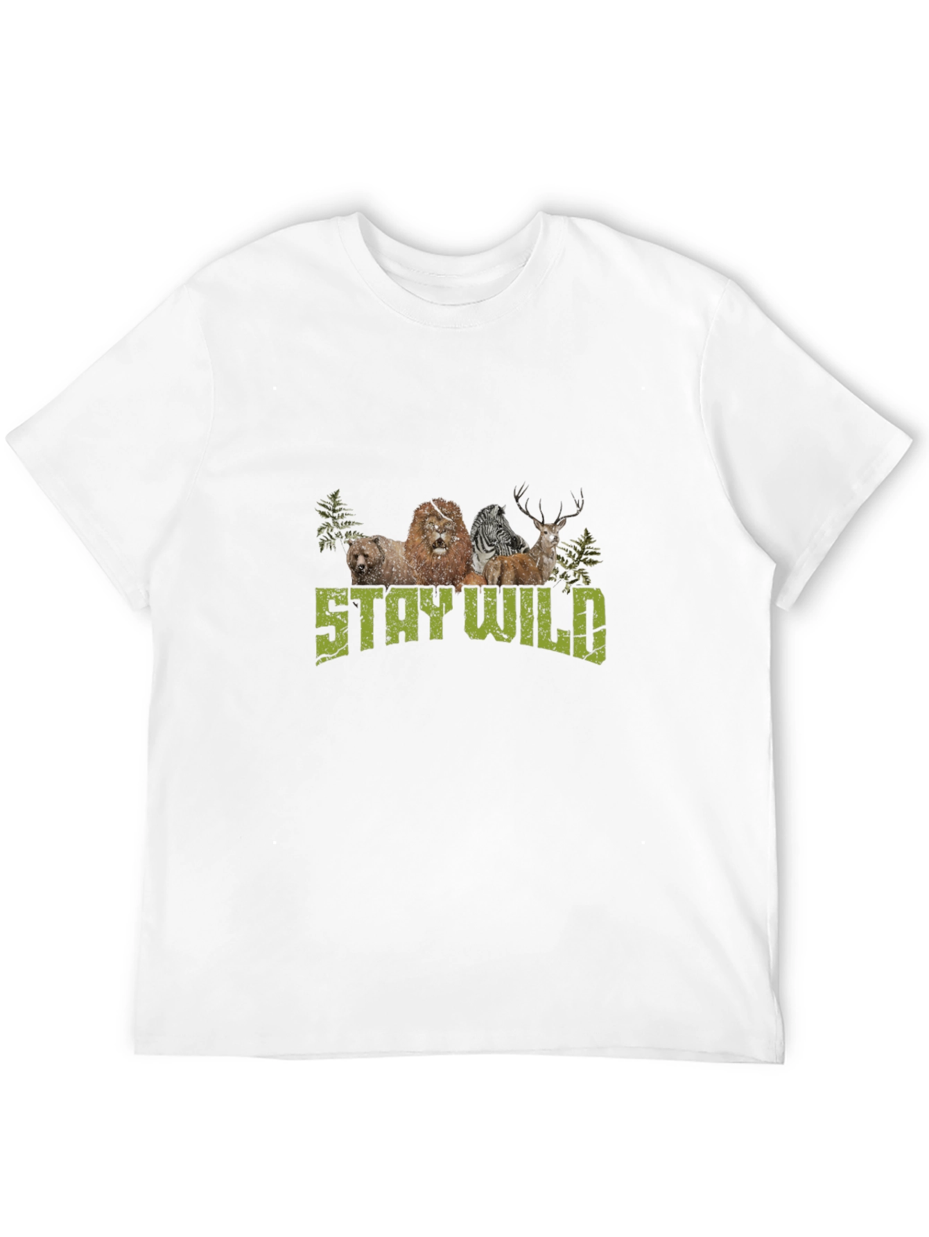 Black Stay Wild Graphic Print Crew Neck T-Shirt view 12