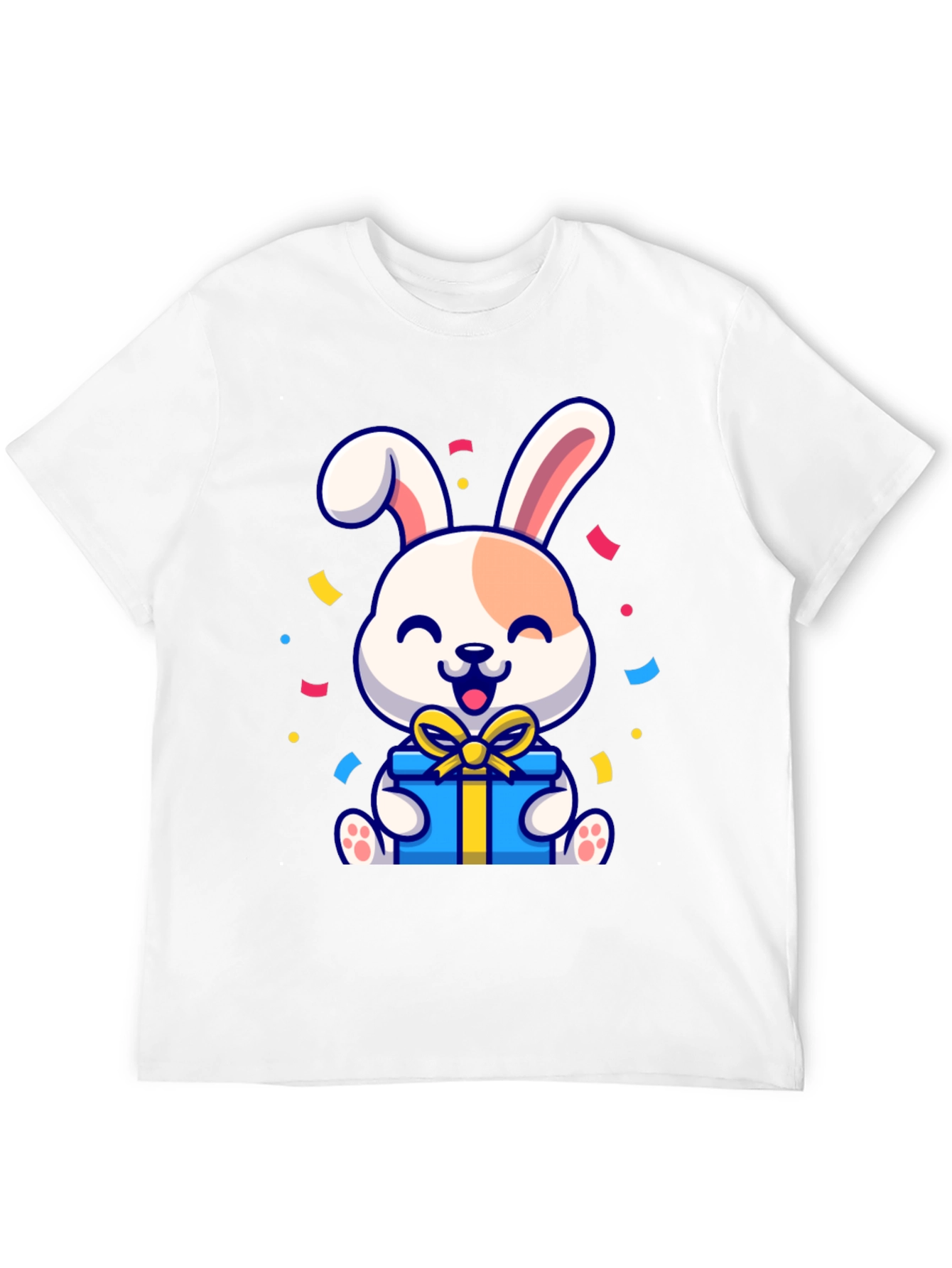 Black Cute Bunny Holding Gift T-Shirt view 12