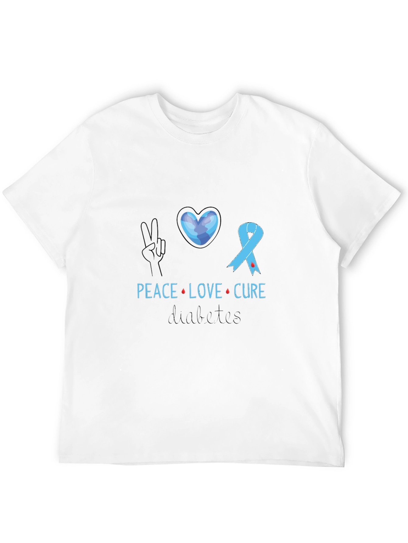Peace Love Cure Diabetes Awareness T-Shirt - 12