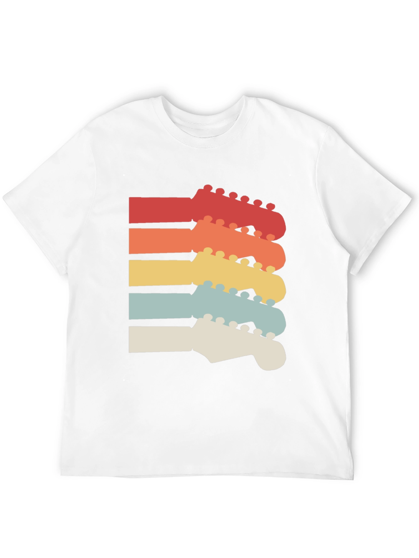 Black Retro Guitar Headstock T-Shirt view 12