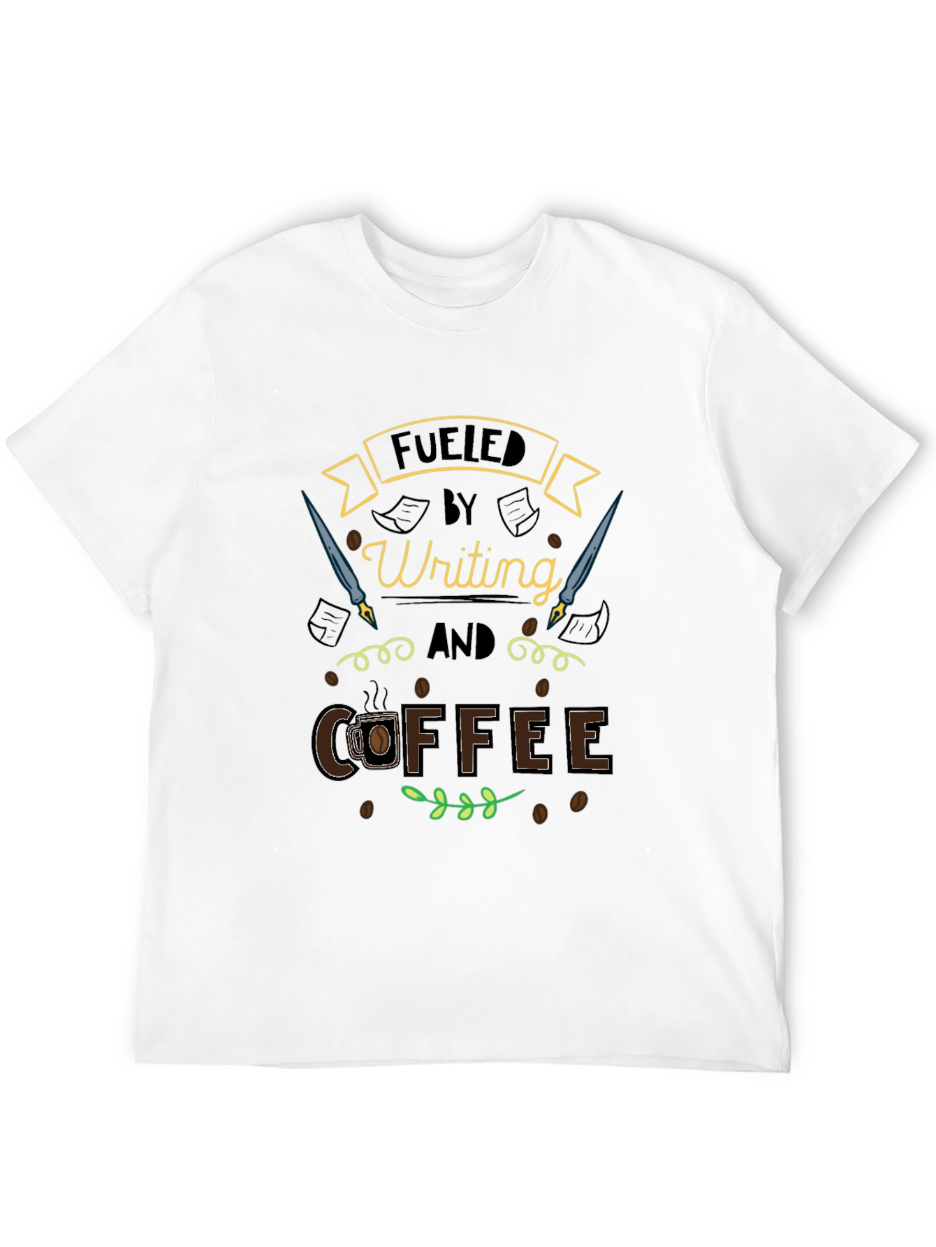 Black Fueled by Writing and Coffee T-Shirt view 12