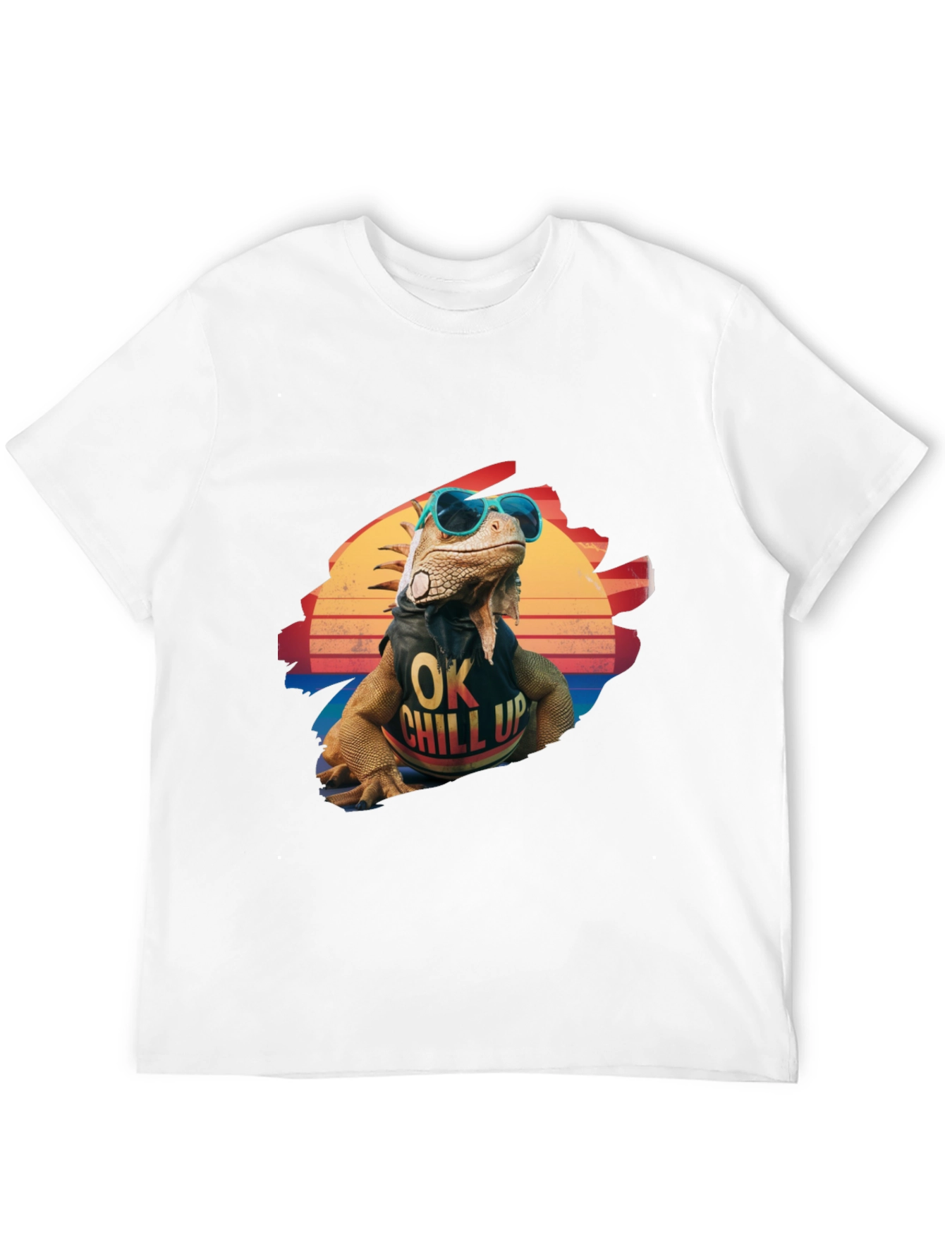 Black Cool Iguana Graphic T-Shirt - "OK Chill Up" view 12