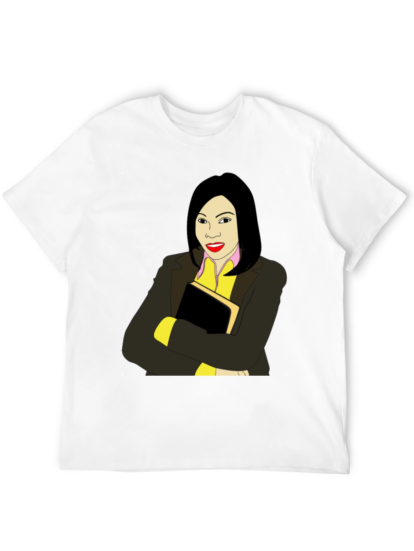 Illustrated Woman on Black T-Shirt - 12